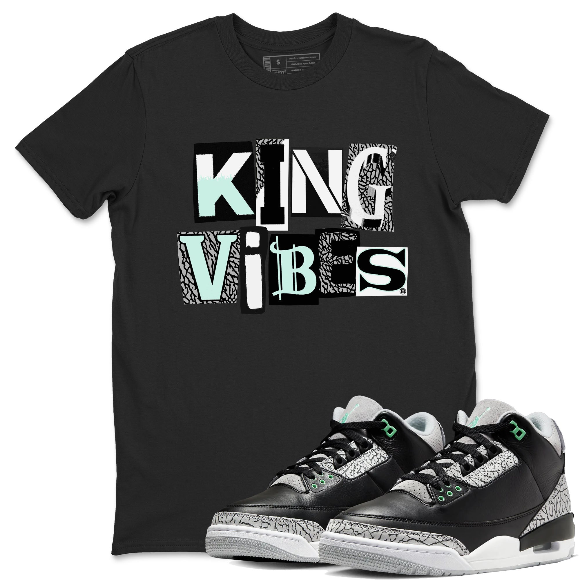 King Vibes snkmatch Tees - Air Jordan 3 Green Glow
