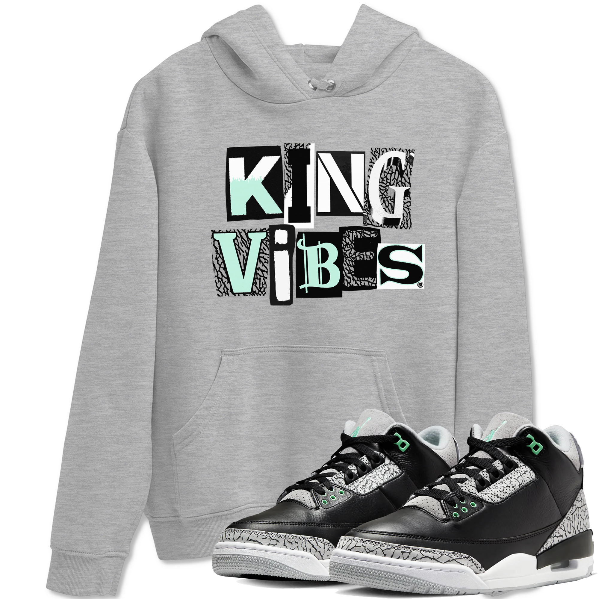 King Vibes snkmatch Tees - Air Jordan 3 Green Glow