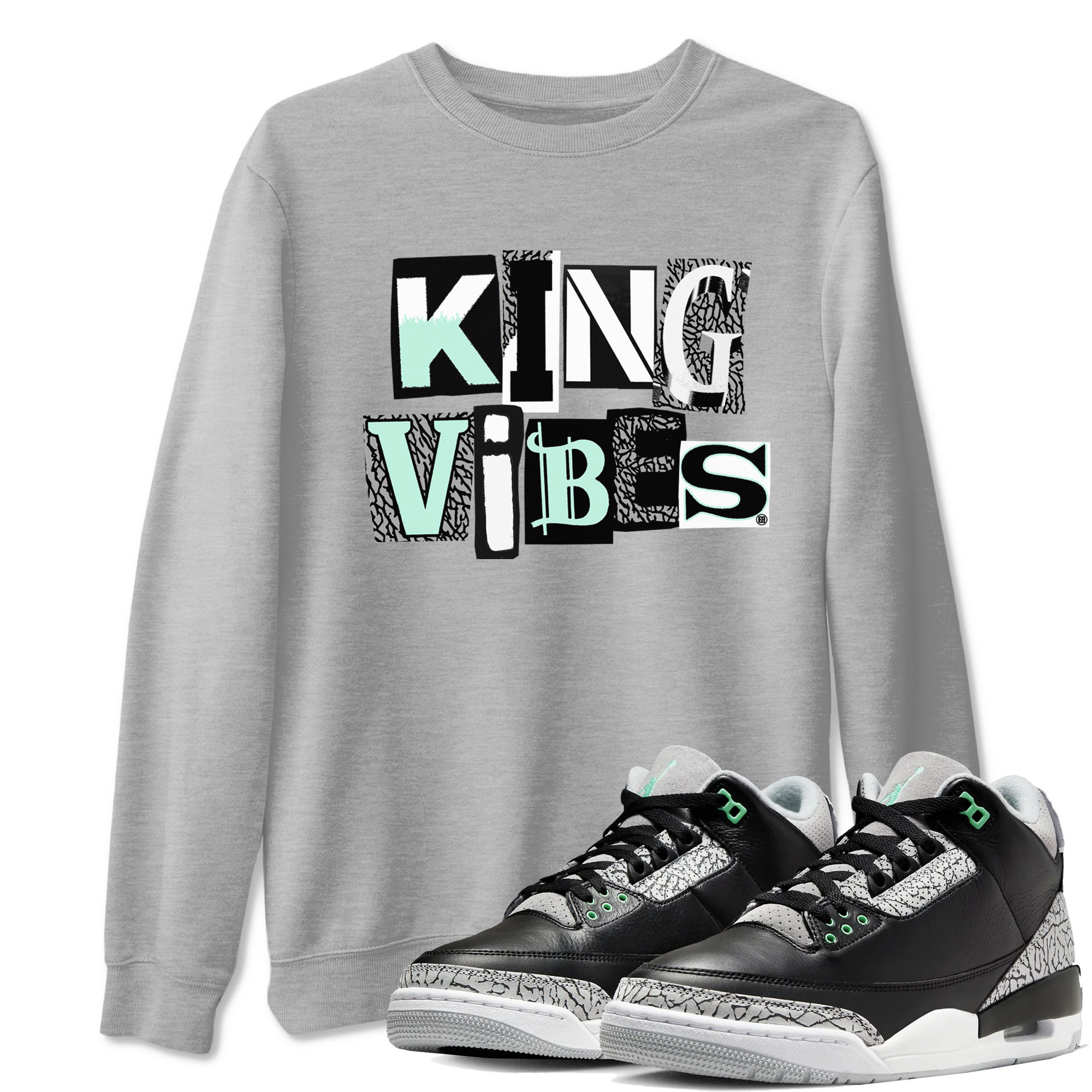 King Vibes snkmatch Tees - Air Jordan 3 Green Glow