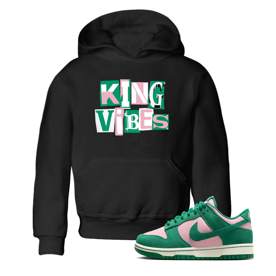 King Vibes snkmatch Tees Kids - Dunk Medium Soft Pink Malachite