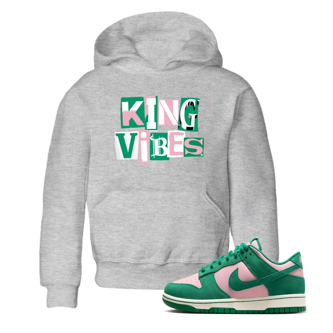 King Vibes snkmatch Tees Kids - Dunk Medium Soft Pink Malachite