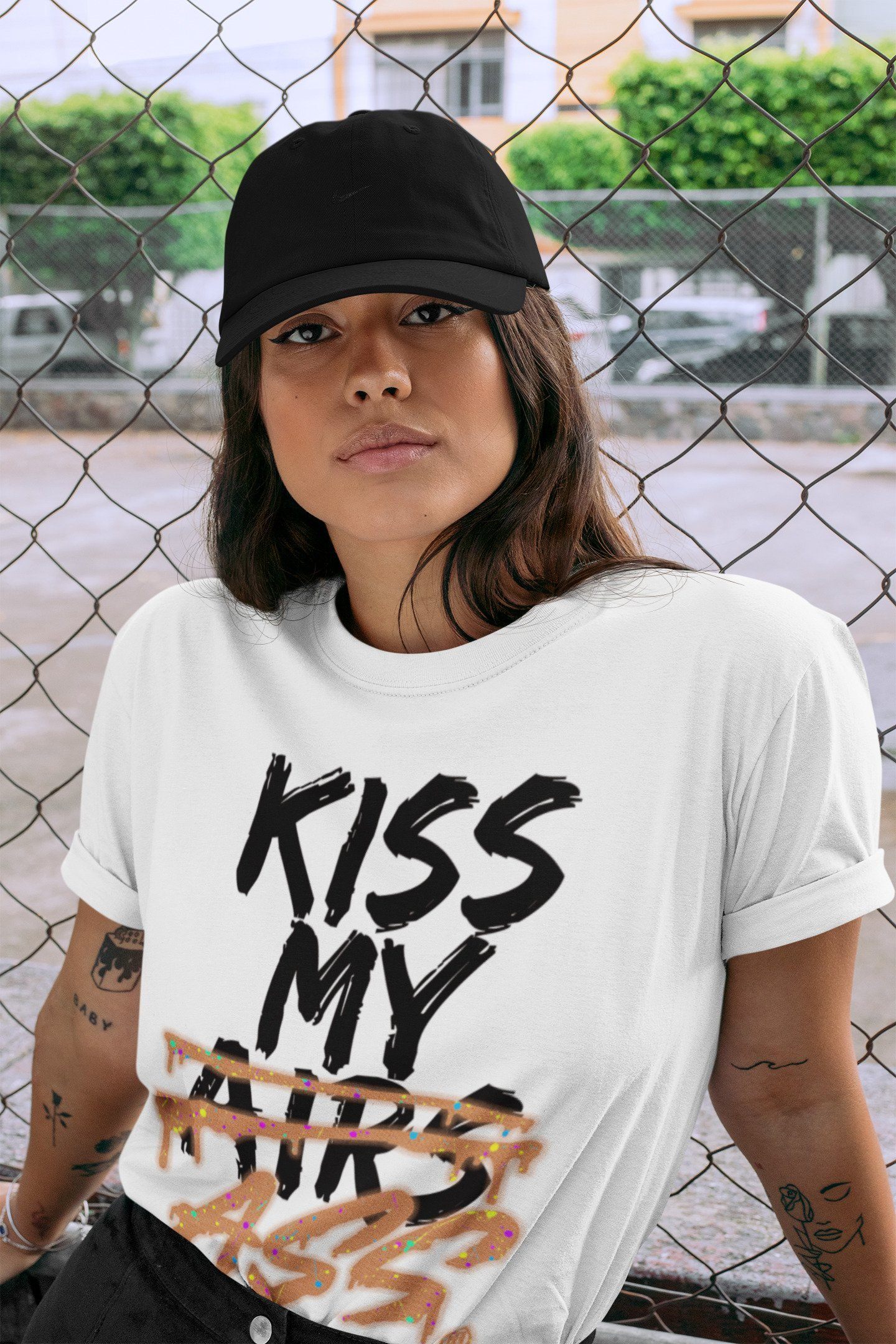 Kiss My Ass Unisex Tops - Air Jordan 1 Brushstroke