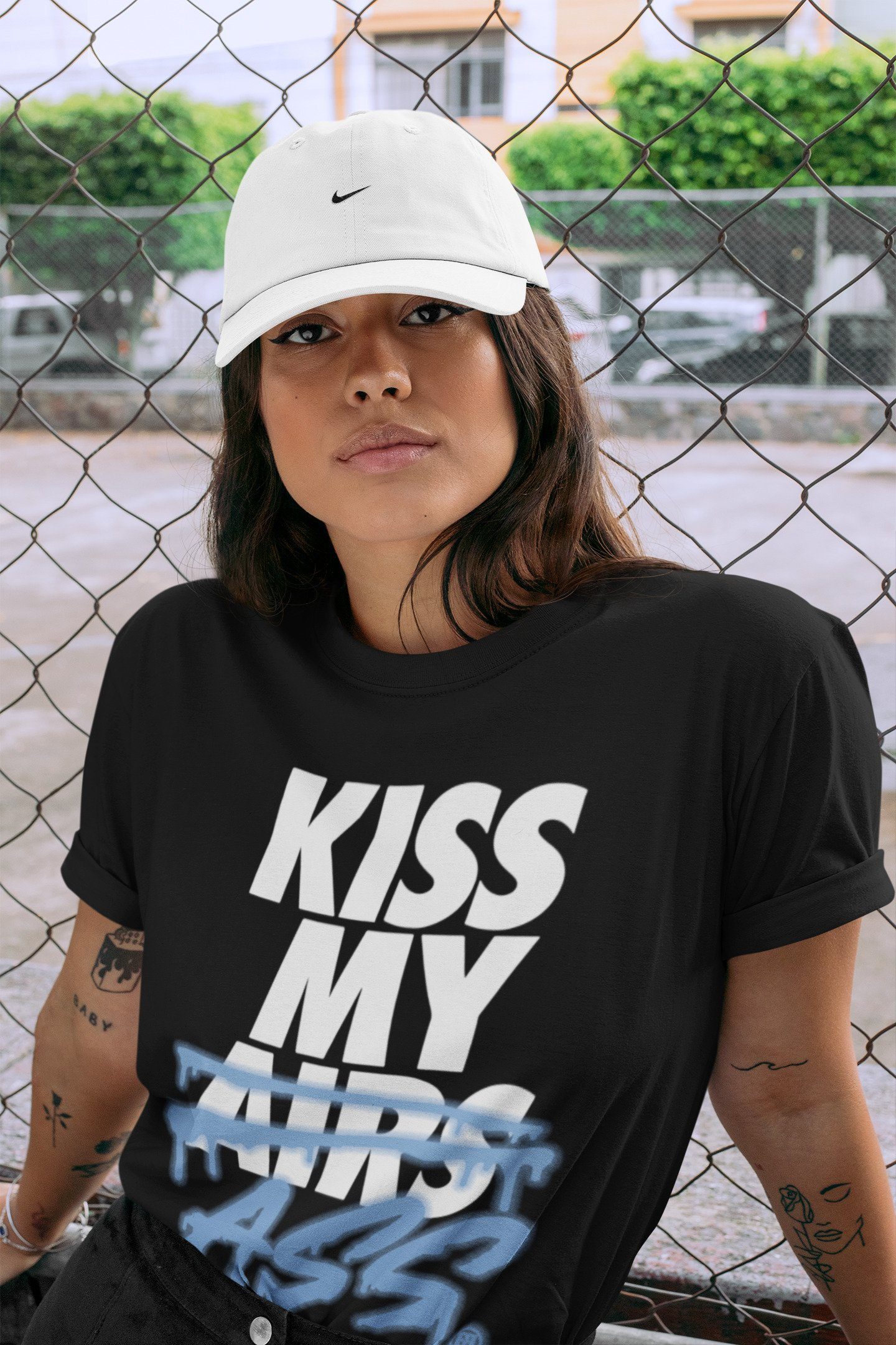 Kiss My Ass Unisex Tops - Air Jordan 1 University Blue
