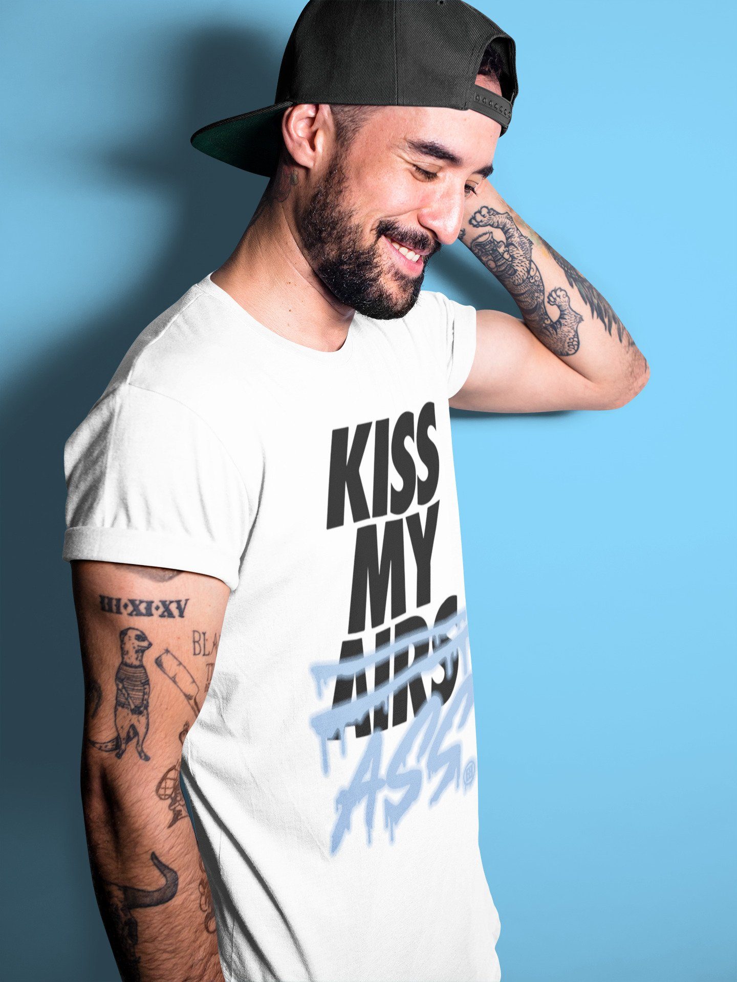 Kiss My Ass Unisex Tops - Air Jordan 1 University Blue