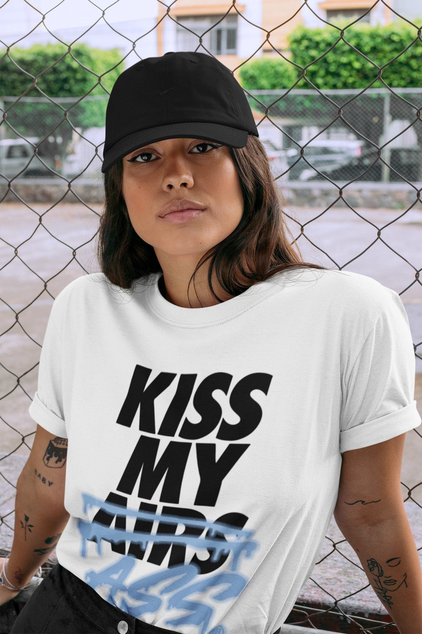 Kiss My Ass Unisex Tops - Air Jordan 1 University Blue