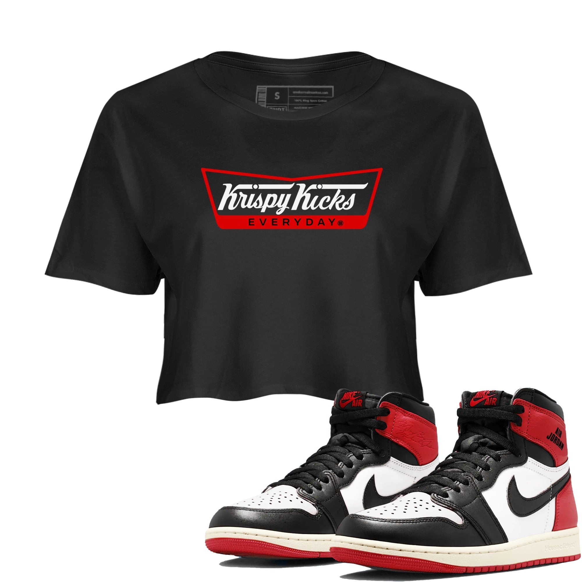 Krispy Kicks snkmatch Women's Top - Air Jordan 1 Black Toe Reimagined