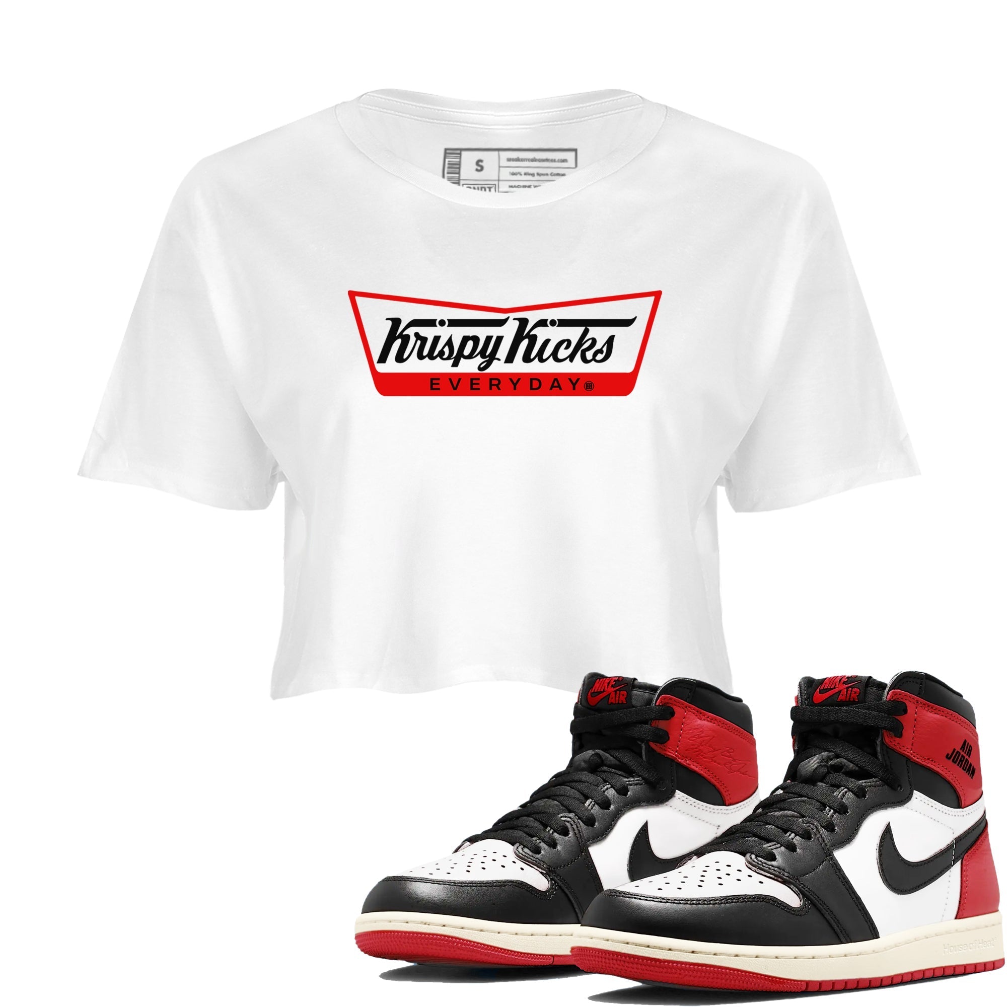 Krispy Kicks snkmatch Women's Top - Air Jordan 1 Black Toe Reimagined