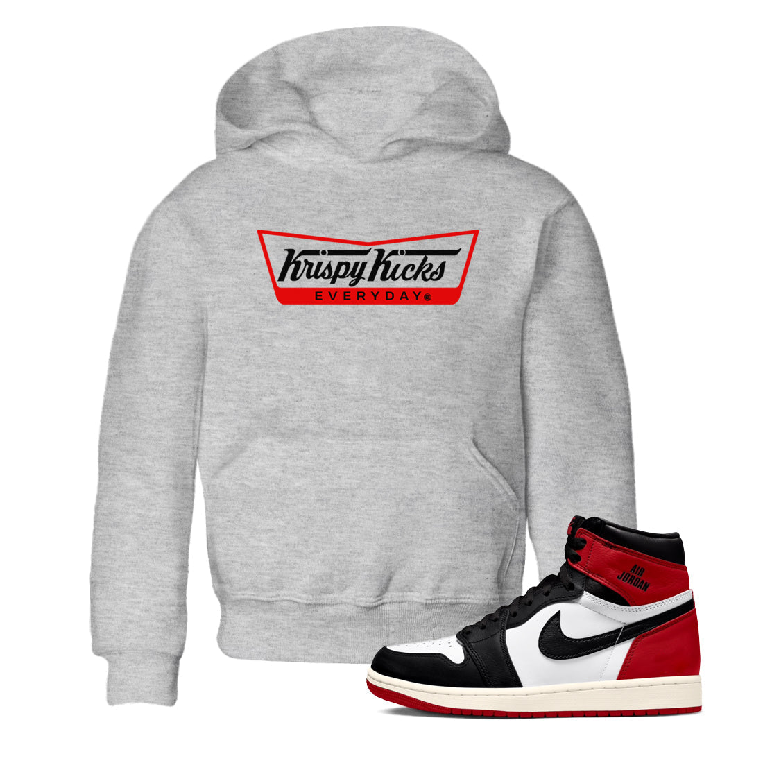Krispy Kicks snkmatch Tees Kids - Air Jordan 1 Black Toe Reimagined