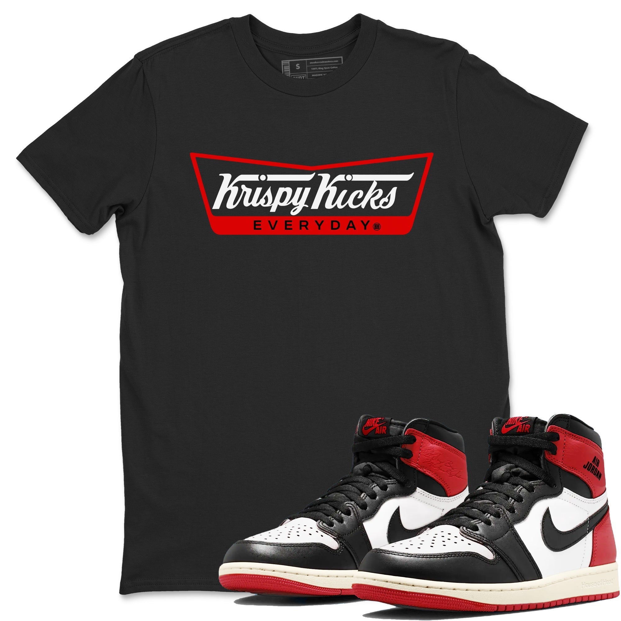 Krispy Kicks snkmatch Tees - Air Jordan 1 Black Toe Reimagined