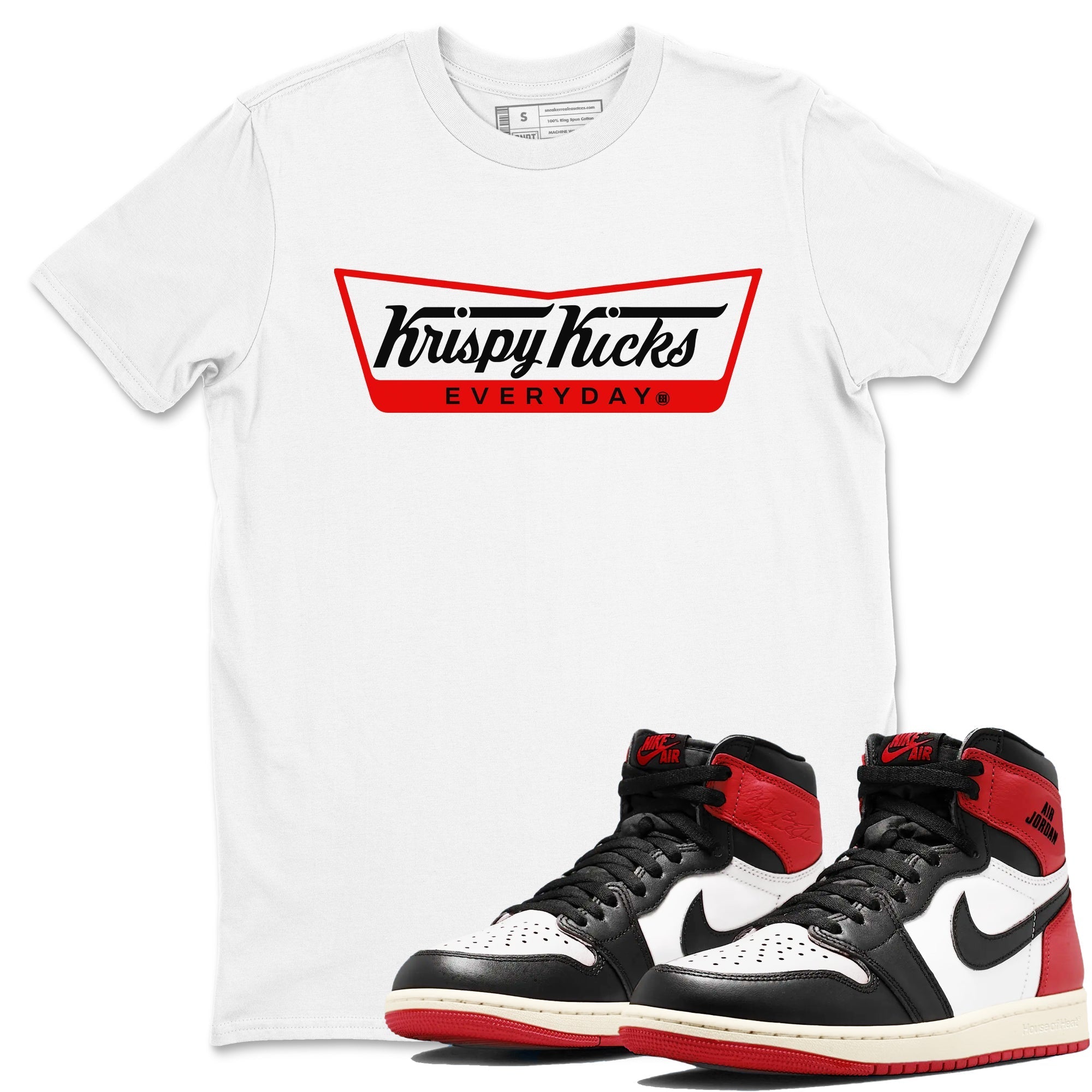 Krispy Kicks snkmatch Tees - Air Jordan 1 Black Toe Reimagined
