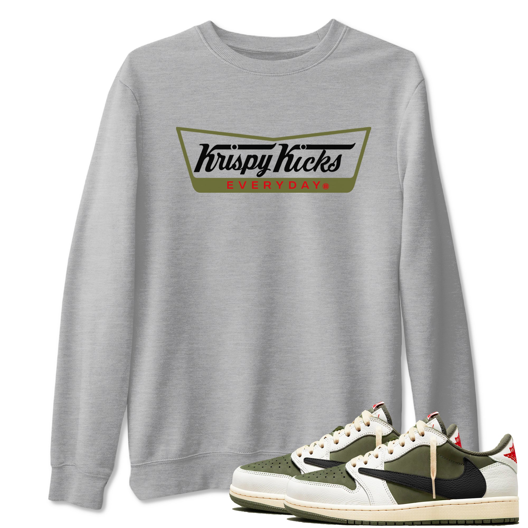 Krispy Kicks snkmatch Tees - Air Jordan 1 Travis Scott Medium Olive
