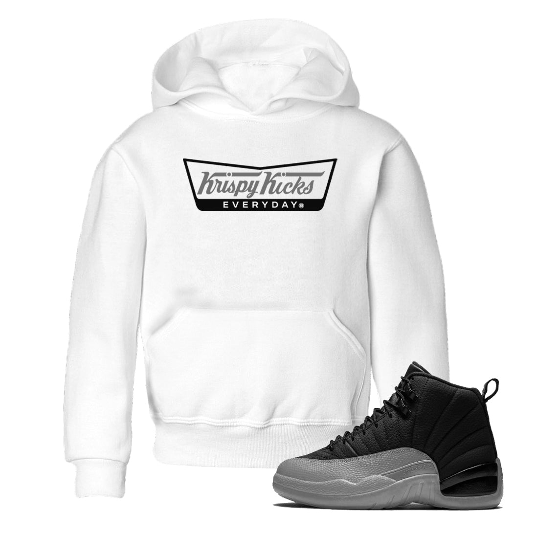 Krispy Kicks snkmatch Tees Kids - Air Jordan 12 Black Wolf Grey