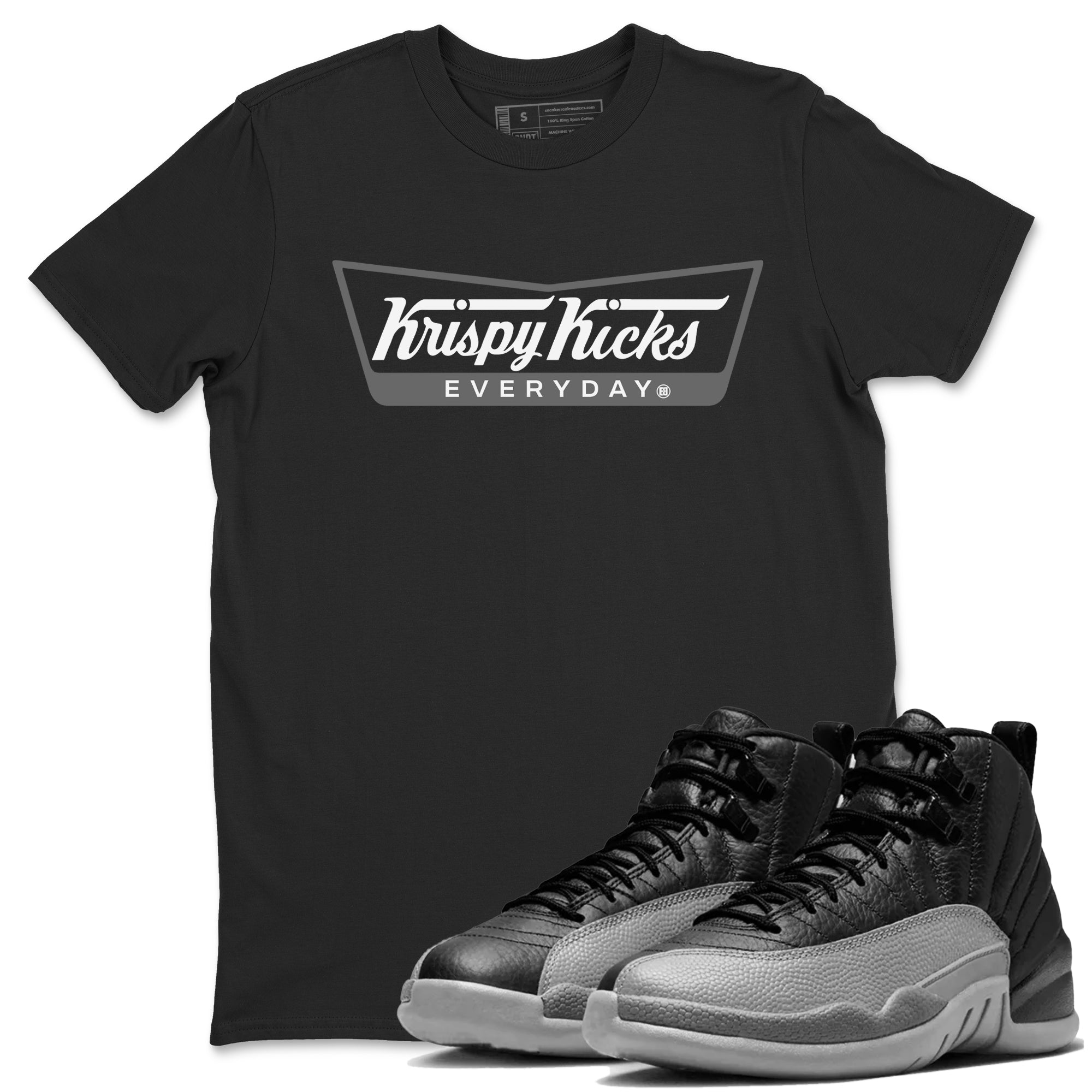 Krispy Kicks snkmatch Tees - Air Jordan 12 Black Wolf Grey