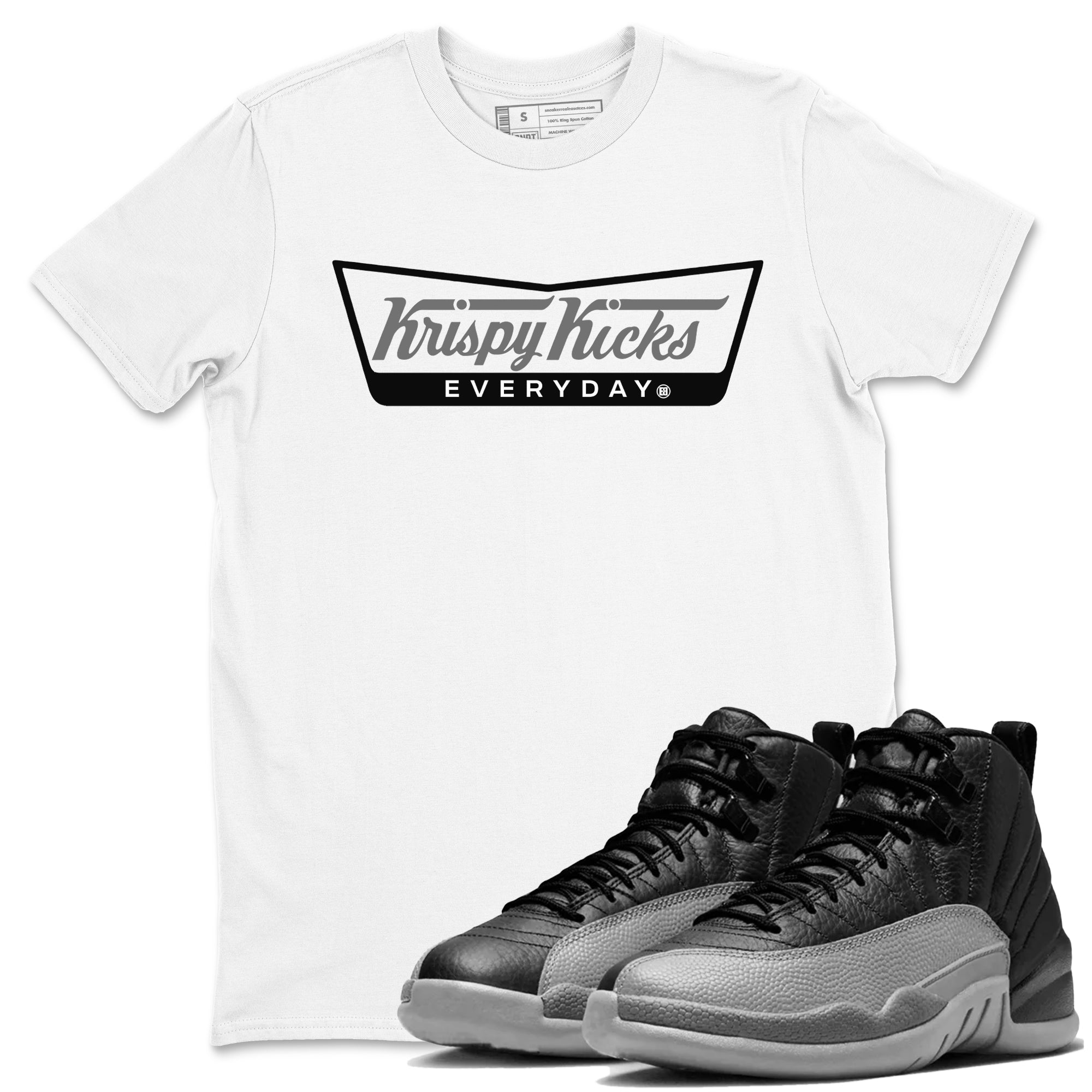 Krispy Kicks snkmatch Tees - Air Jordan 12 Black Wolf Grey