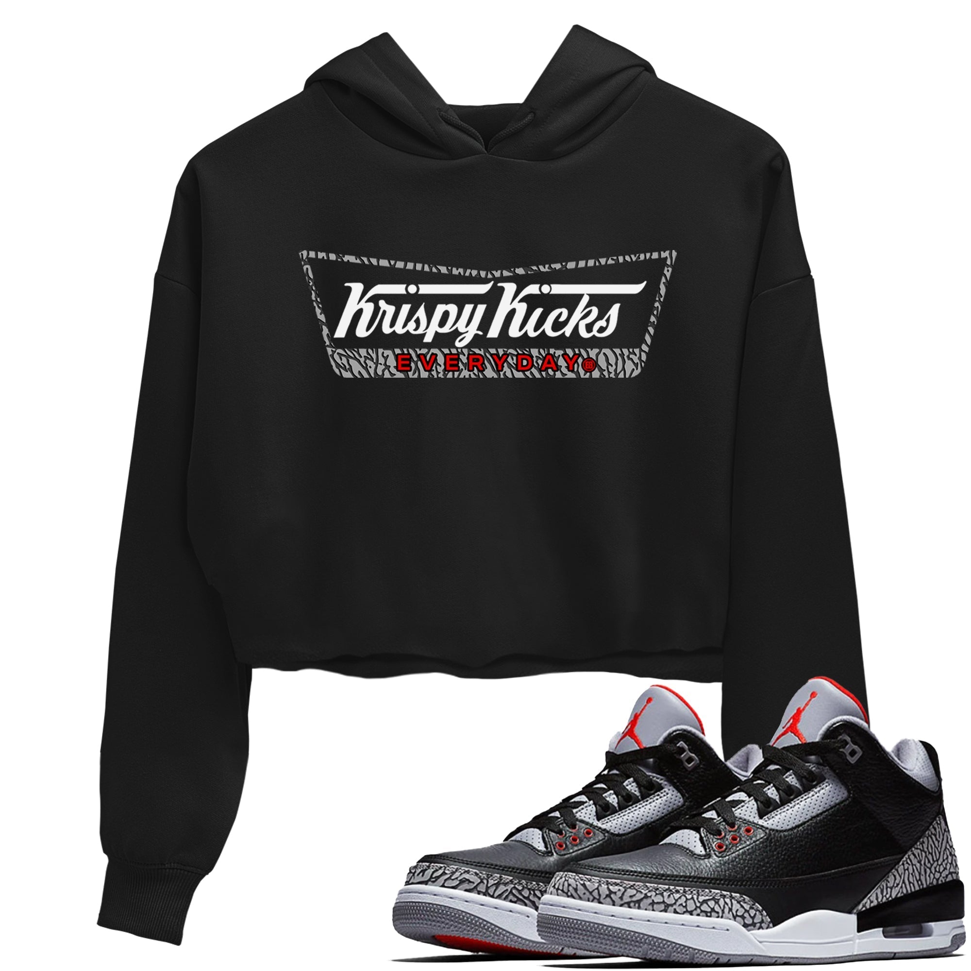 Krispy Kicks snkmatch Women's Top - Air Jordan 3 Black Cement