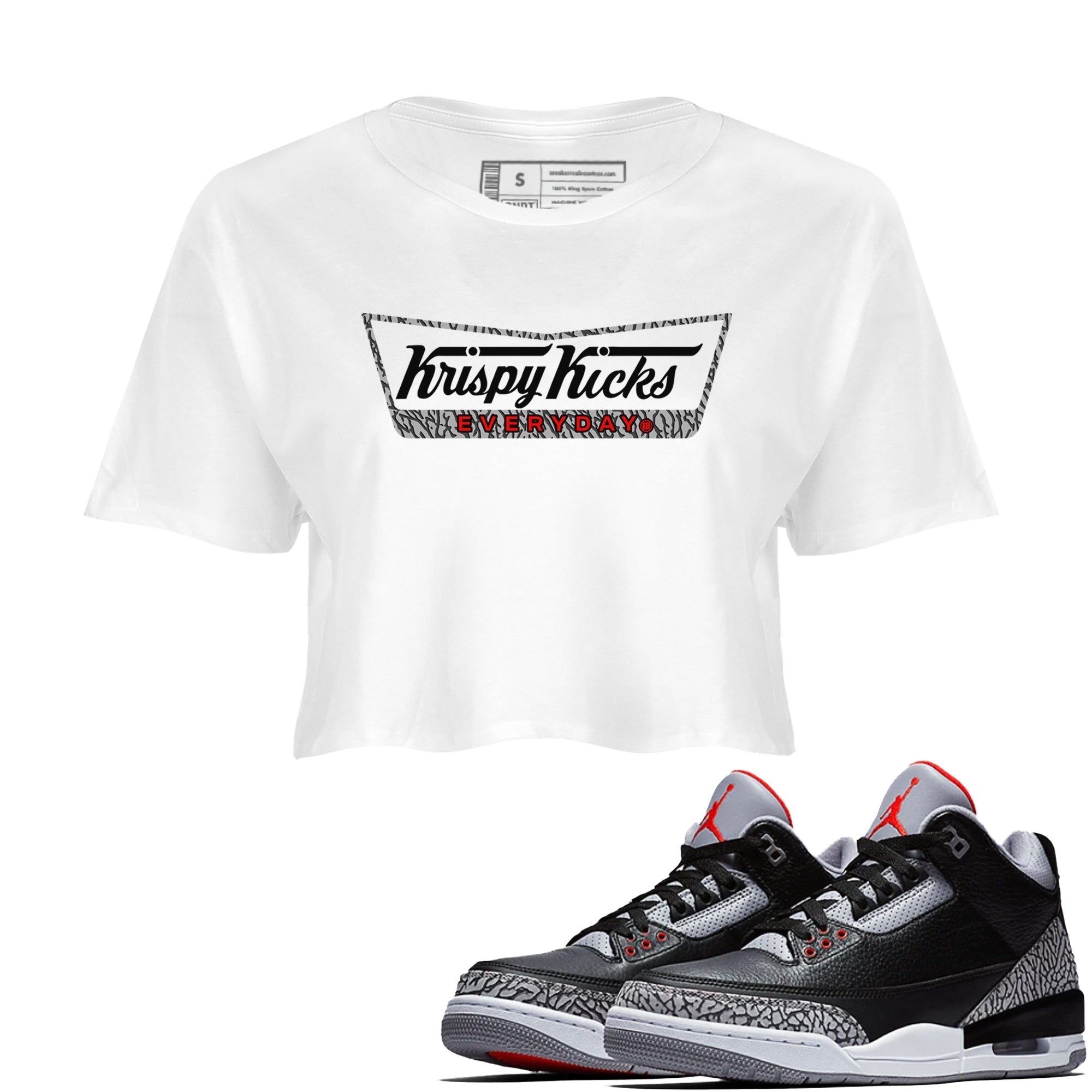 Krispy Kicks snkmatch Women's Top - Air Jordan 3 Black Cement