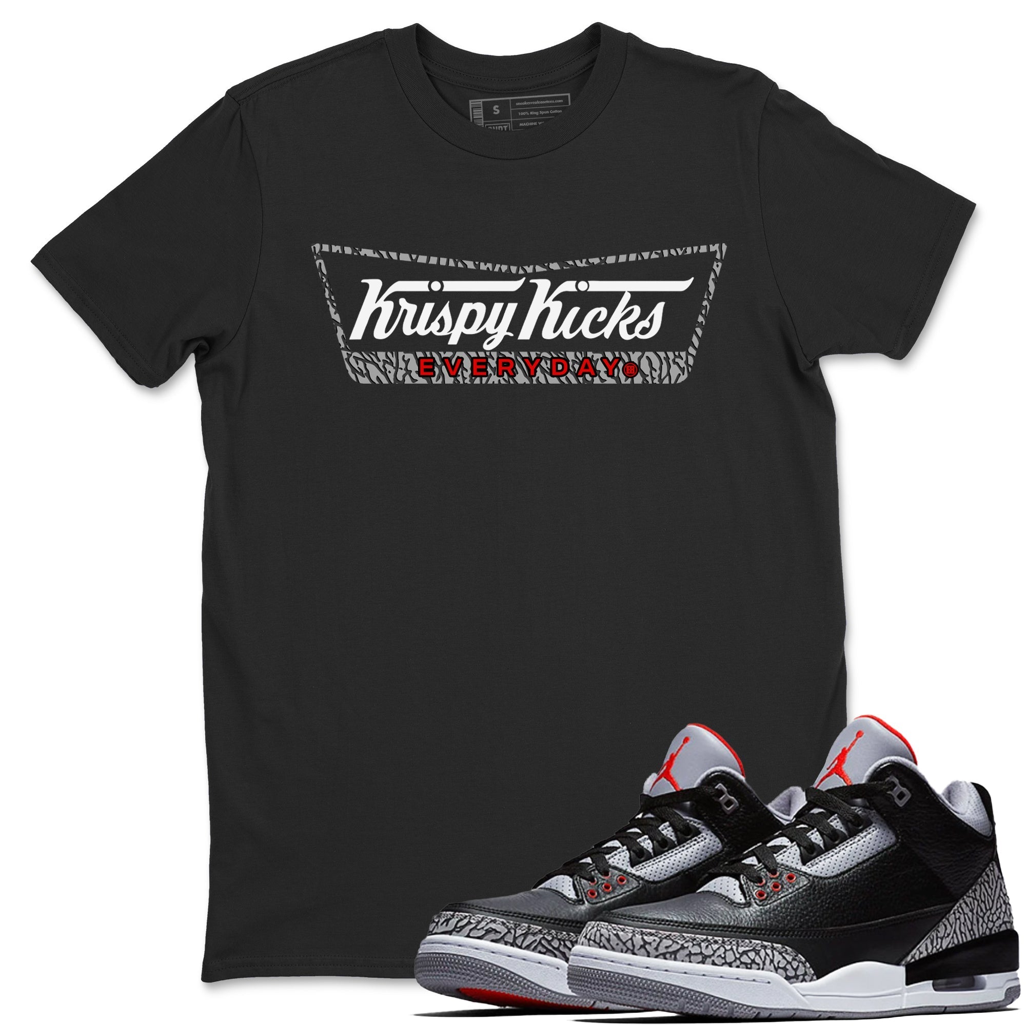 Krispy Kicks snkmatch Tees - Air Jordan 3 Black Cement