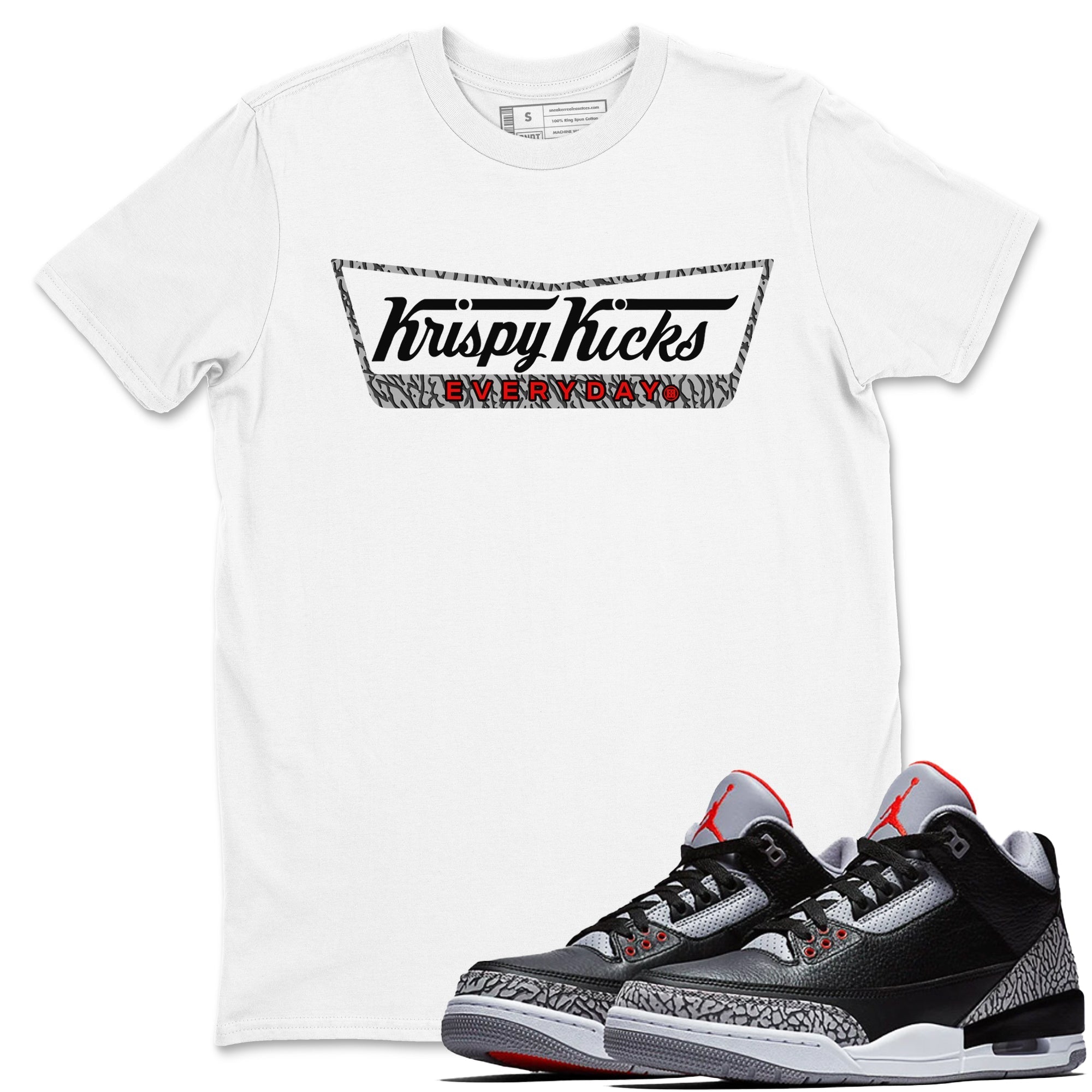 Krispy Kicks snkmatch Tees - Air Jordan 3 Black Cement