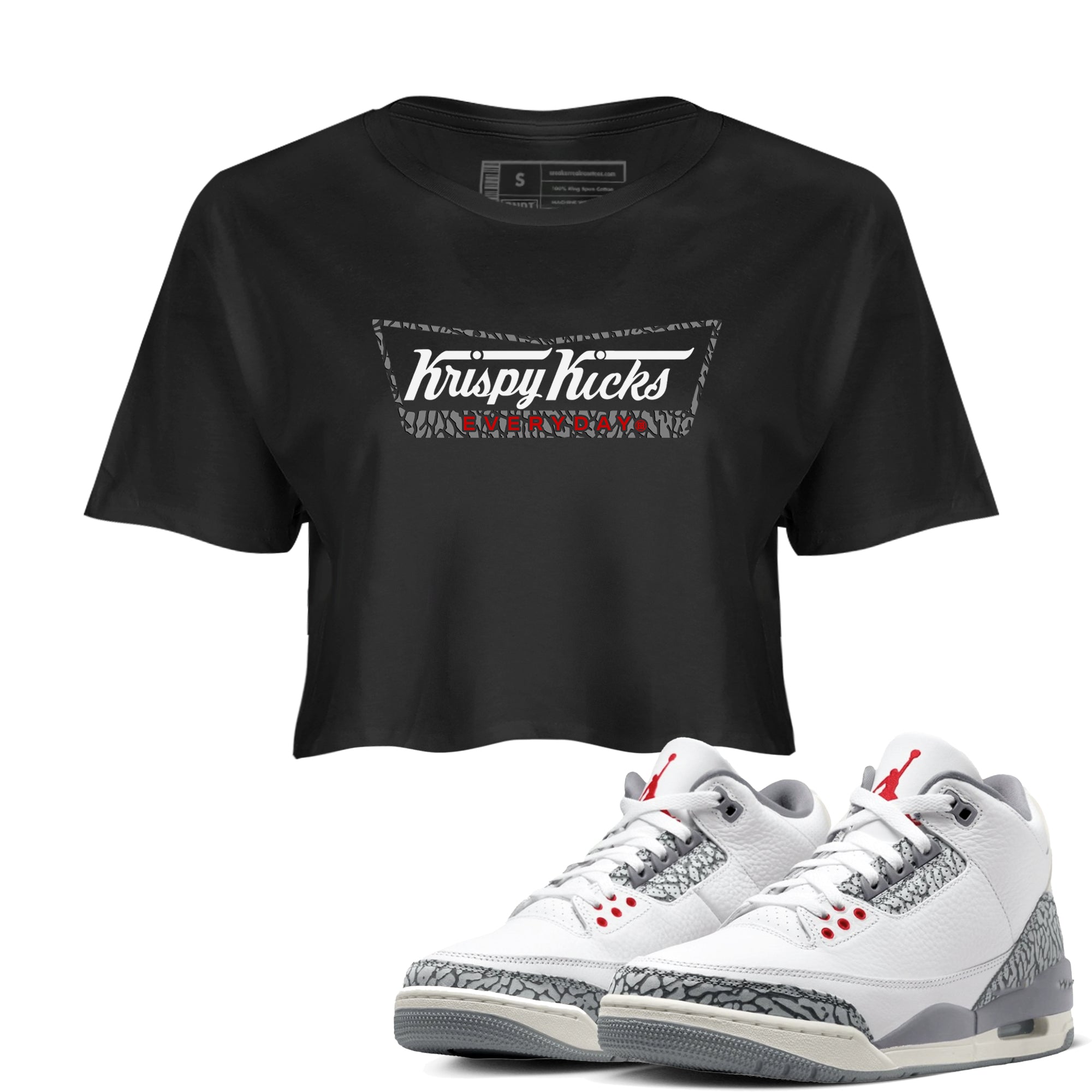 Krispy Kicks snkmatch Women's Top - Air Jordan 3 Cement Grey