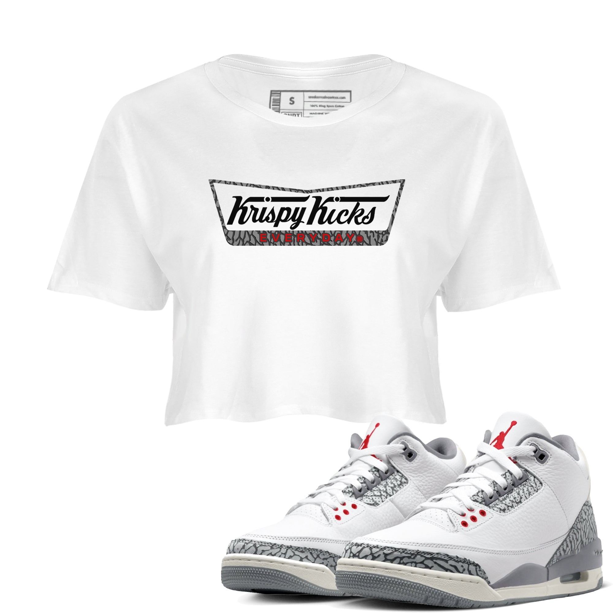 Krispy Kicks snkmatch Women's Top - Air Jordan 3 Cement Grey