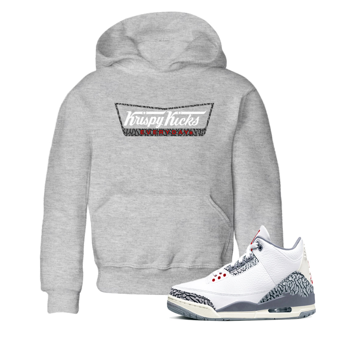 Krispy Kicks snkmatch Tees Kids - Air Jordan 3 Cement Grey