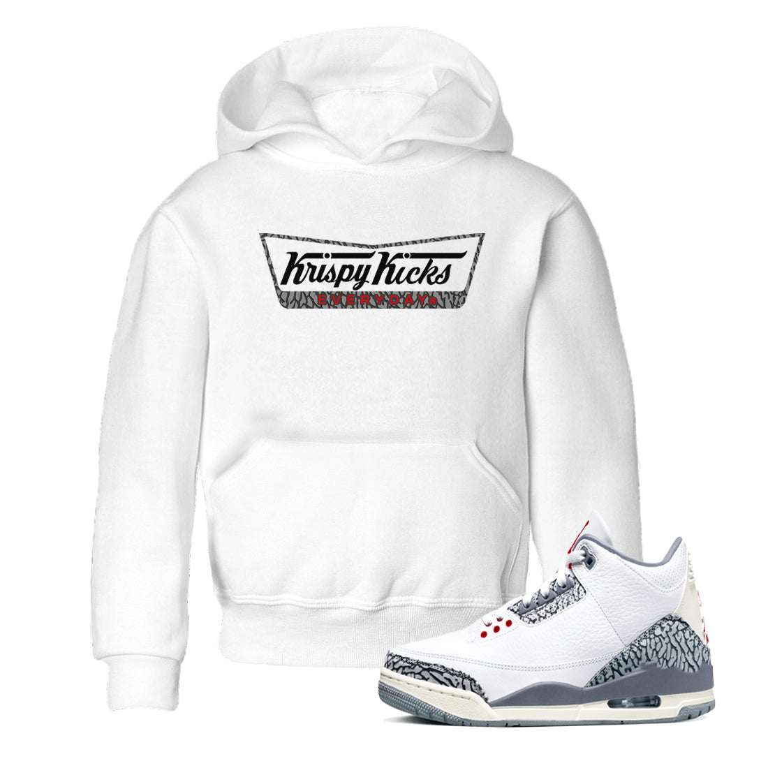 Krispy Kicks snkmatch Tees Kids - Air Jordan 3 Cement Grey