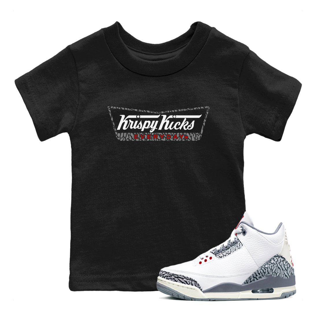 Krispy Kicks snkmatch Tees Kids - Air Jordan 3 Cement Grey