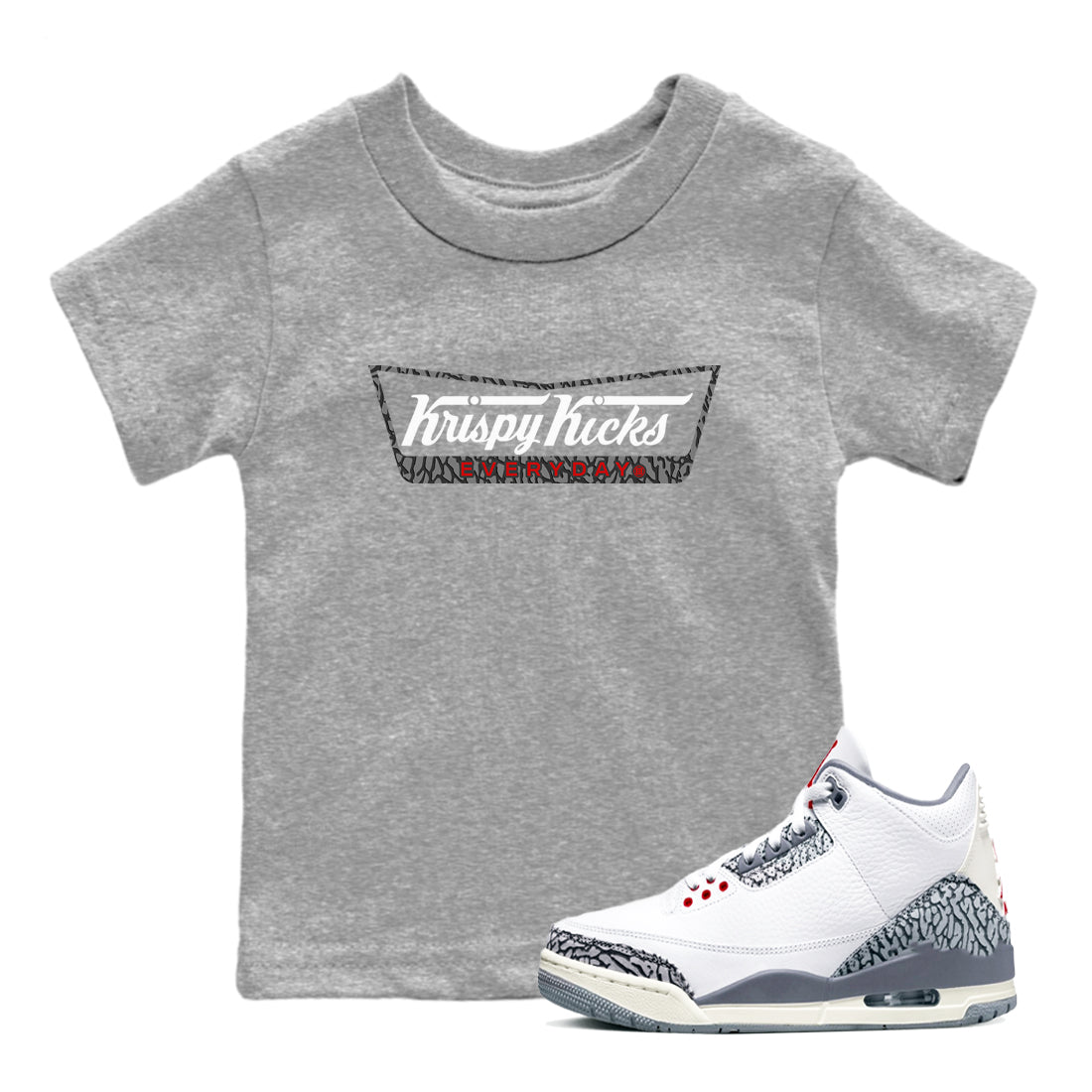 Krispy Kicks snkmatch Tees Kids - Air Jordan 3 Cement Grey