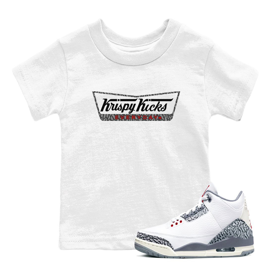 Krispy Kicks snkmatch Tees Kids - Air Jordan 3 Cement Grey