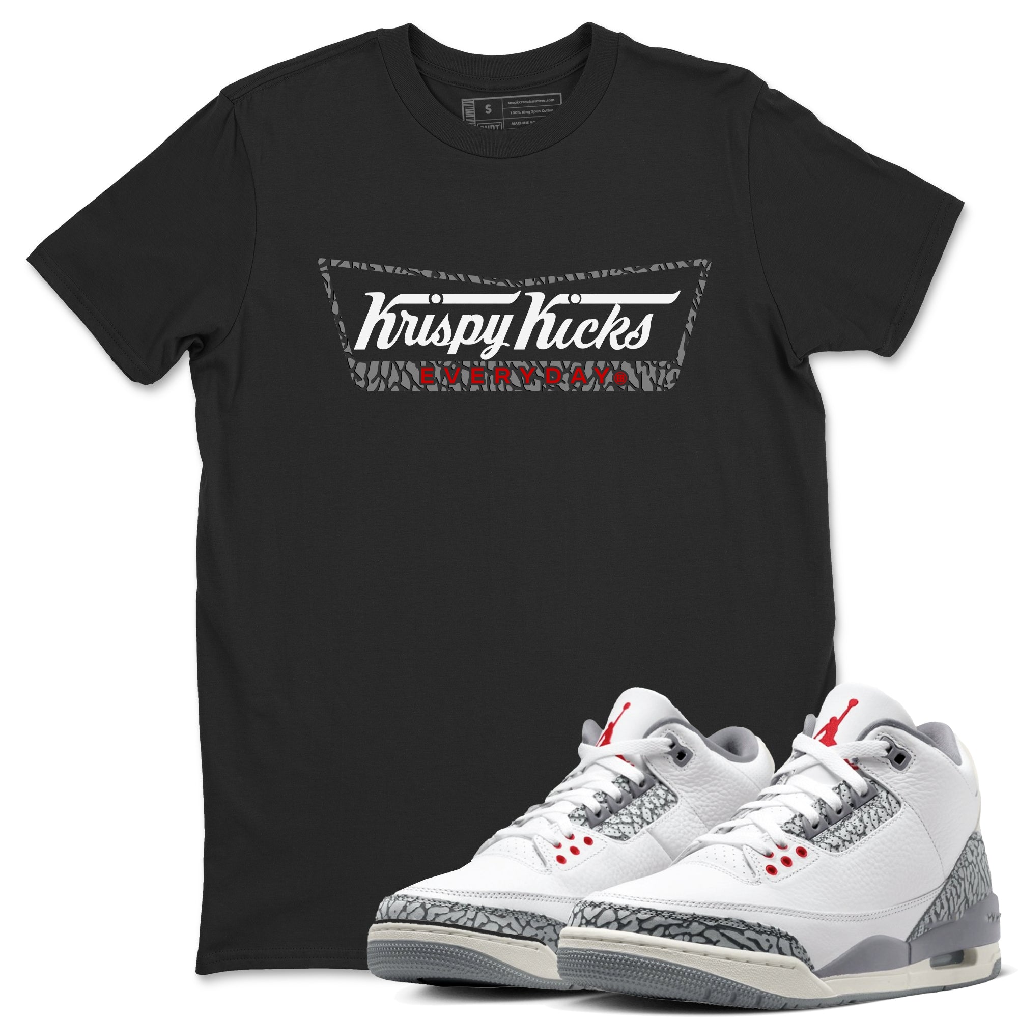 Krispy Kicks snkmatch Tees - Air Jordan 3 Cement Grey
