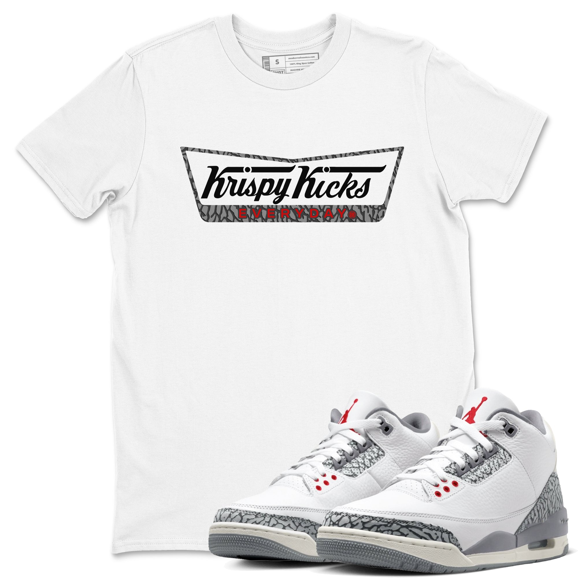 Krispy Kicks snkmatch Tees - Air Jordan 3 Cement Grey