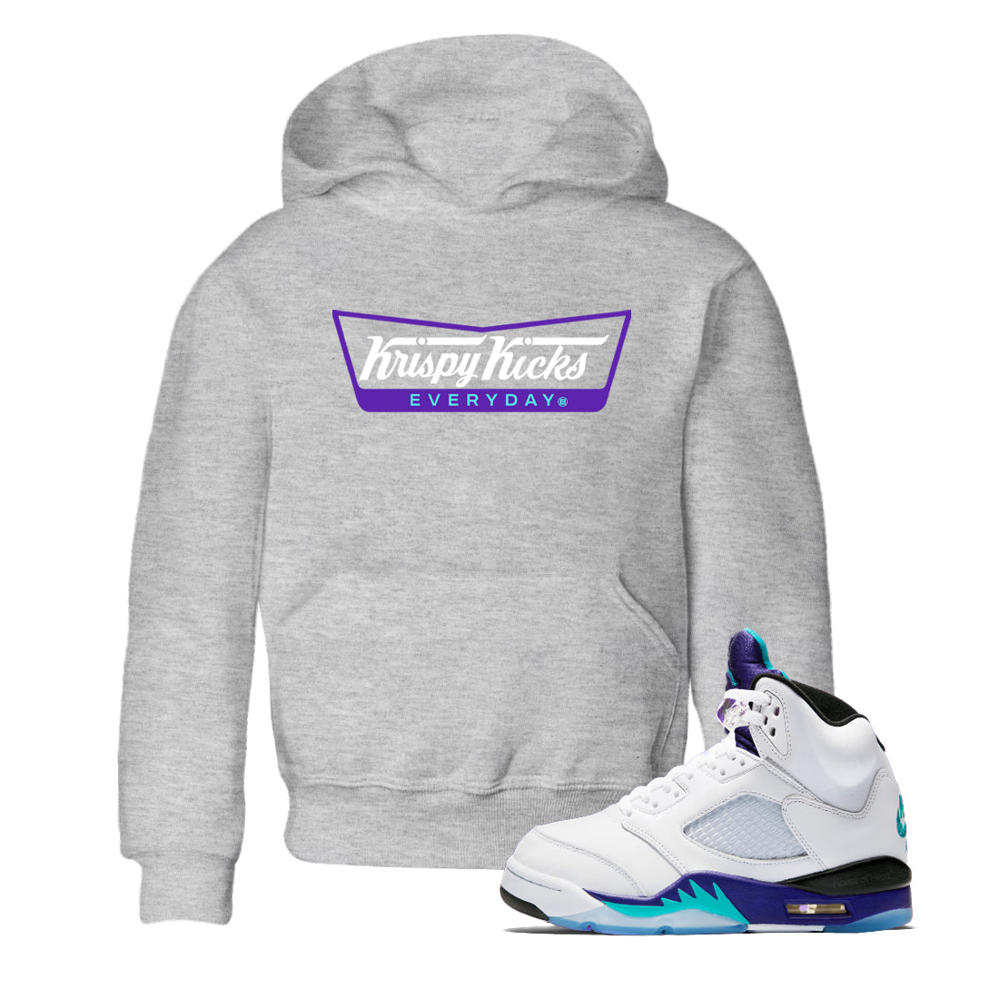 Krispy Kicks snkmatch Tees Kids - Air Jordan 5 Grape