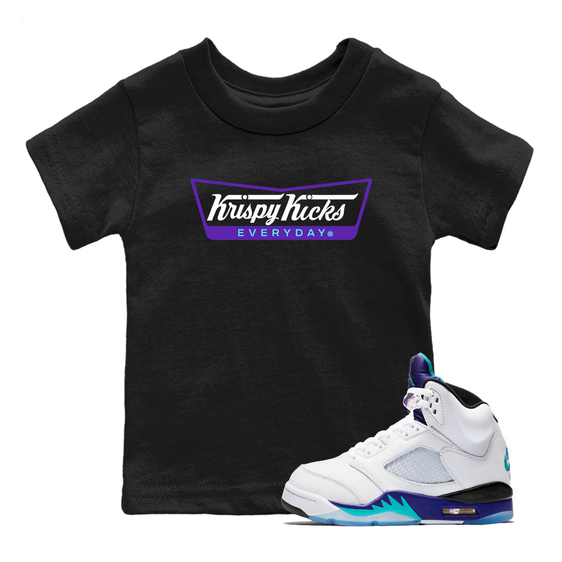 Krispy Kicks snkmatch Tees Kids - Air Jordan 5 Grape