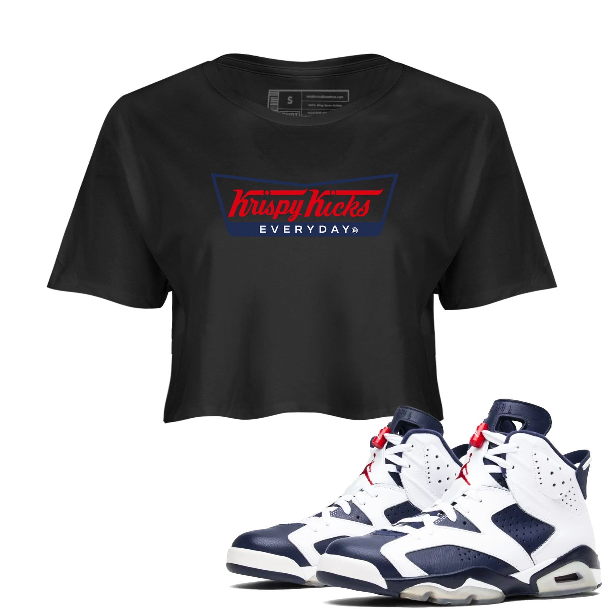 Krispy Kicks snkmatch Women's Top - Air Jordan 6 White And Midnight Navy