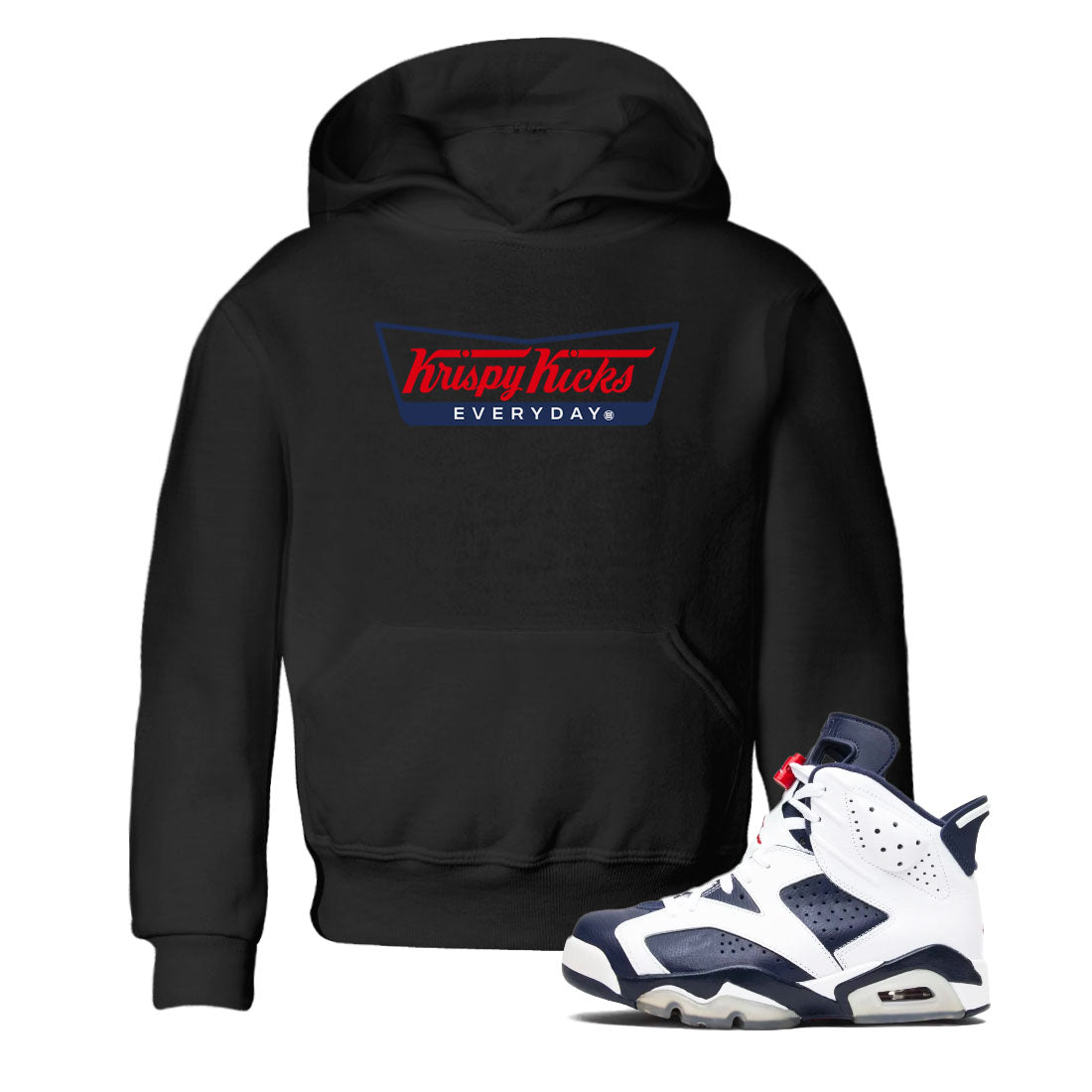 Krispy Kicks snkmatch Tees Kids - Air Jordan 6 White And Midnight Navy