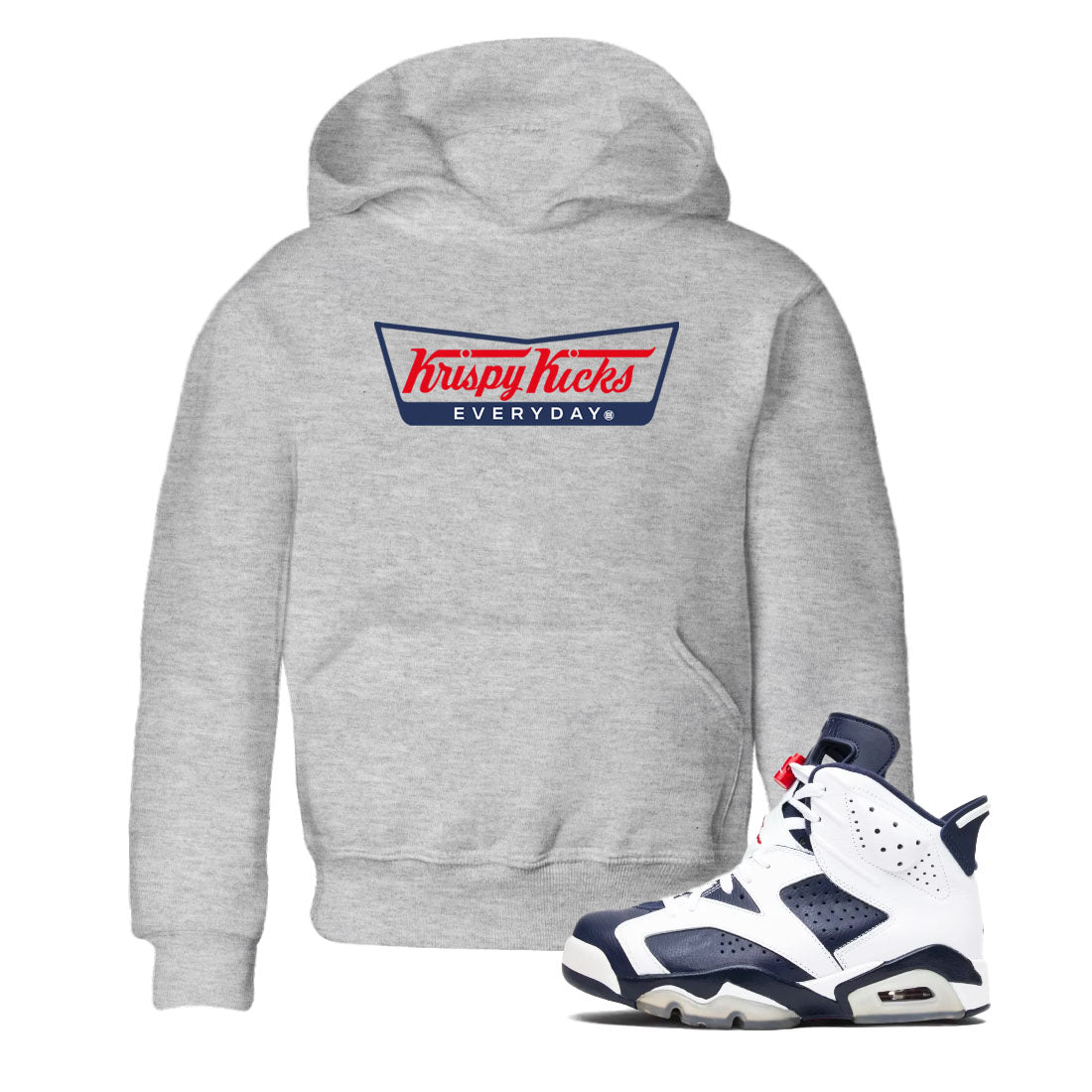 Krispy Kicks snkmatch Tees Kids - Air Jordan 6 White And Midnight Navy