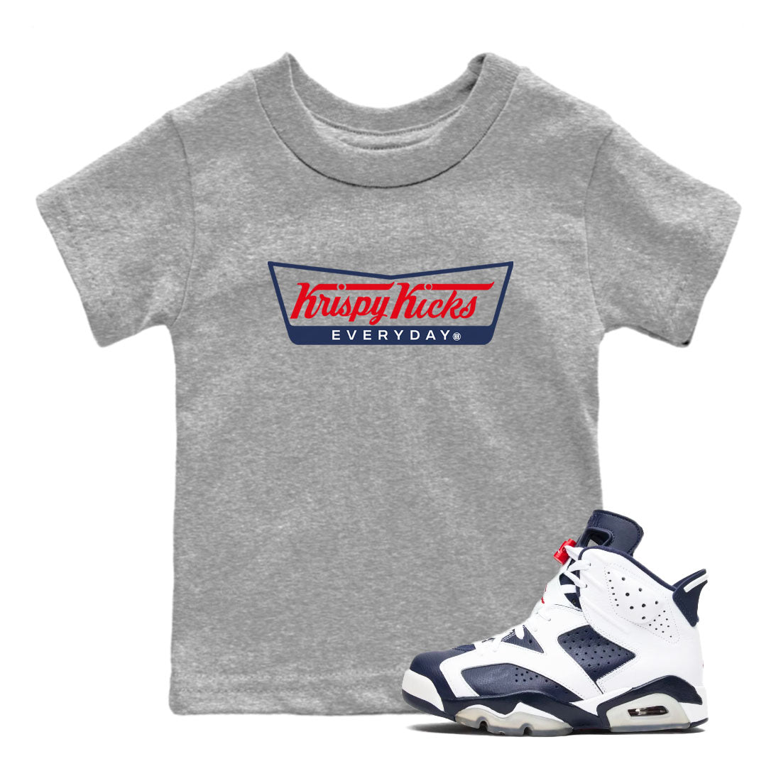 Krispy Kicks snkmatch Tees Kids - Air Jordan 6 White And Midnight Navy