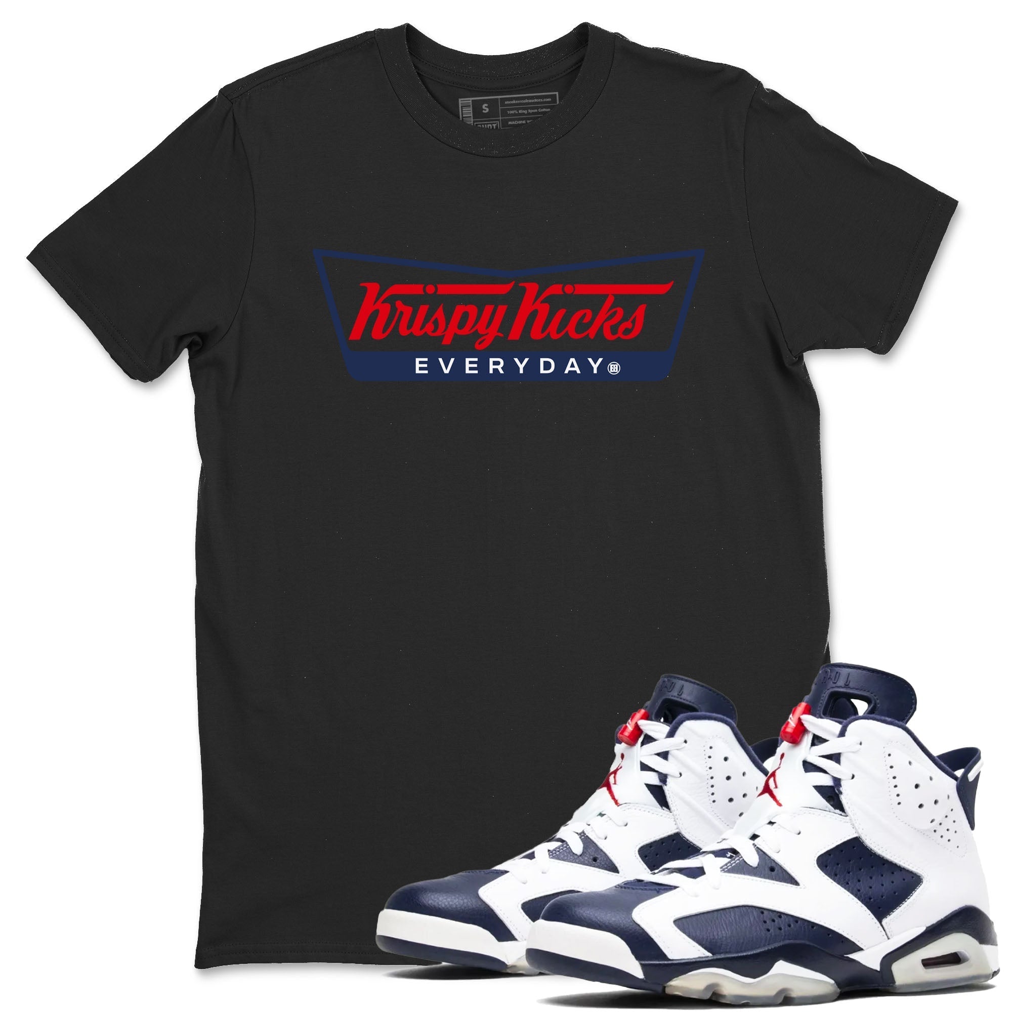 Krispy Kicks snkmatch Tees - Air Jordan 6 White And Midnight Navy