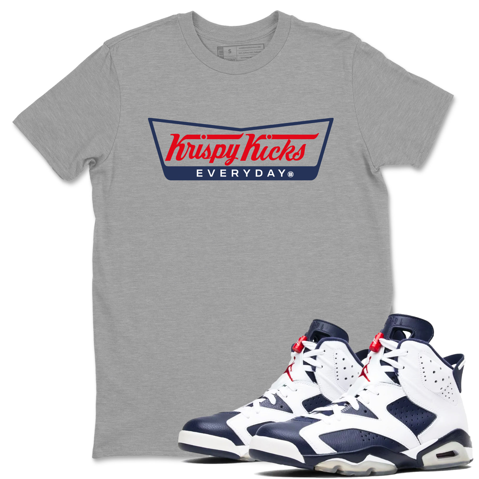 Krispy Kicks snkmatch Tees - Air Jordan 6 White And Midnight Navy