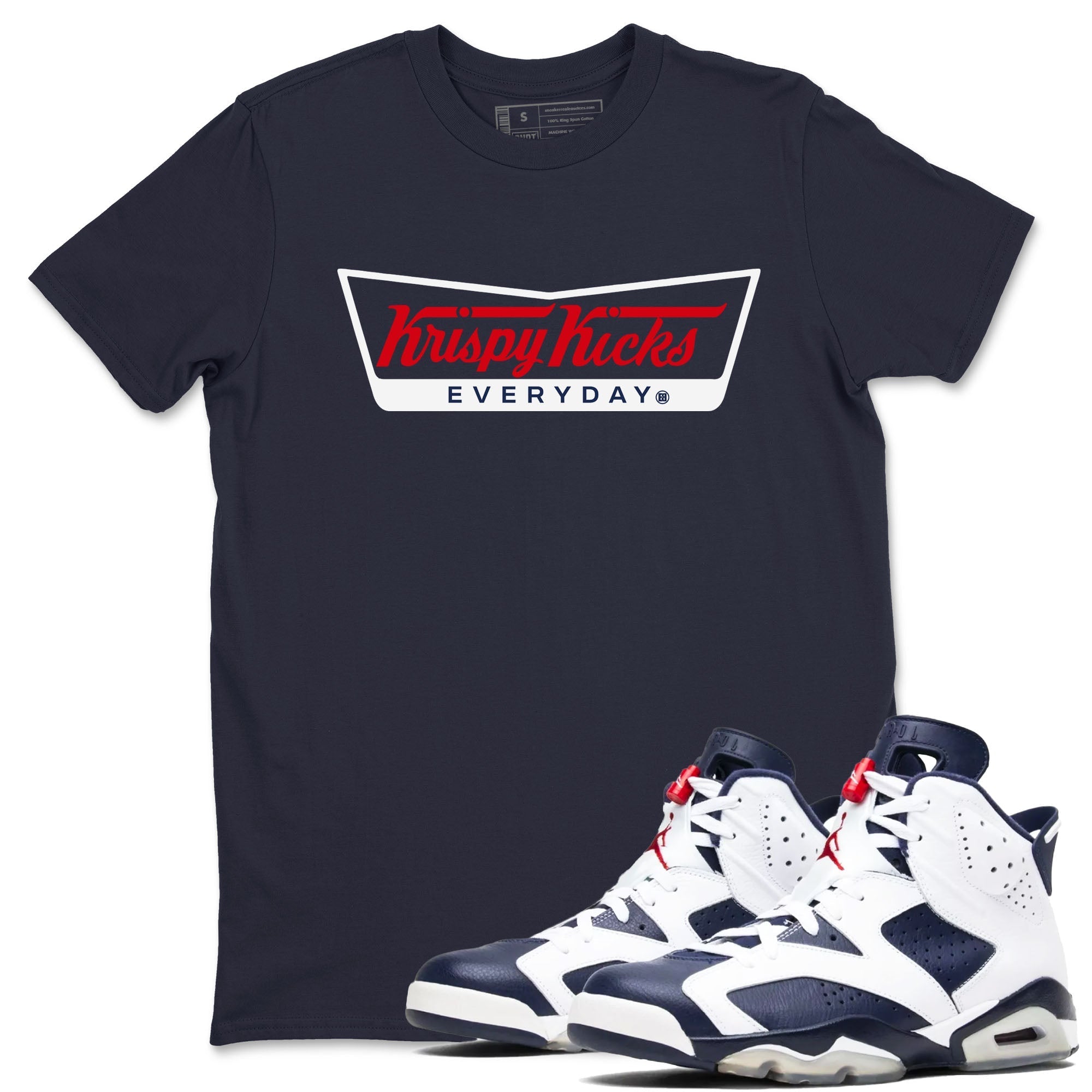 Krispy Kicks snkmatch Tees - Air Jordan 6 White And Midnight Navy
