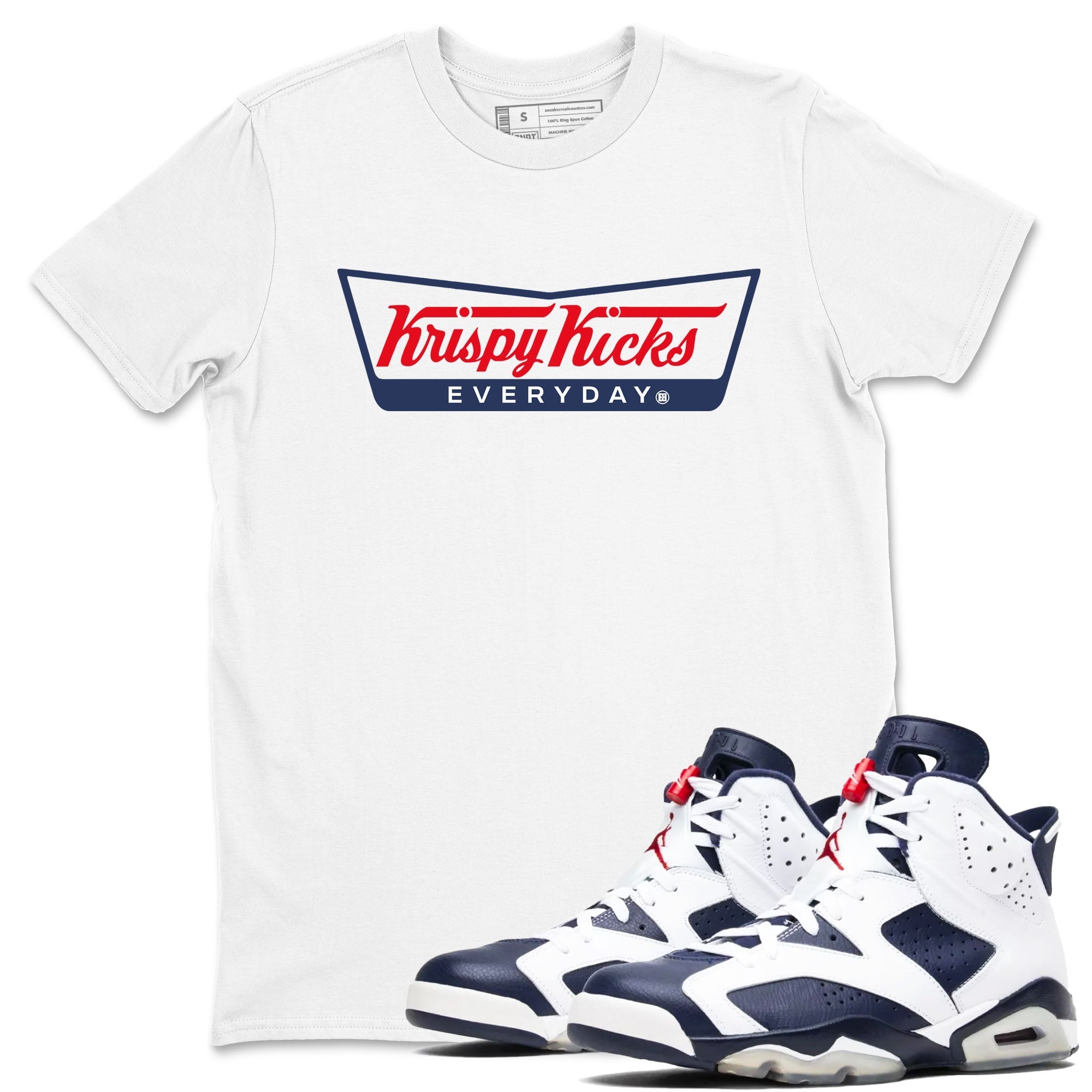 Krispy Kicks snkmatch Tees - Air Jordan 6 White And Midnight Navy