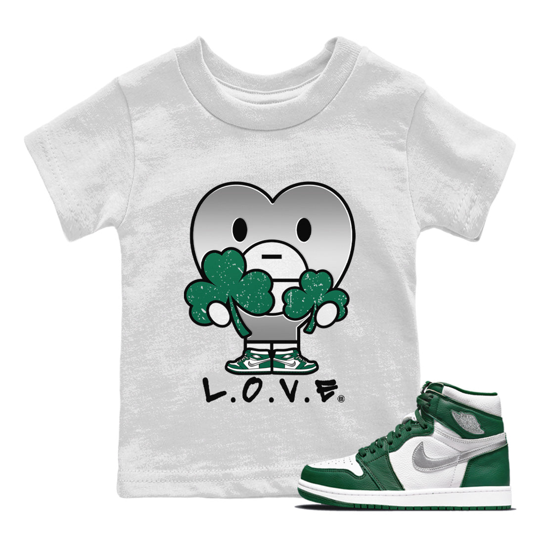 L.O.V.E Kids Tops - Air Jordan 1 Gorge Green