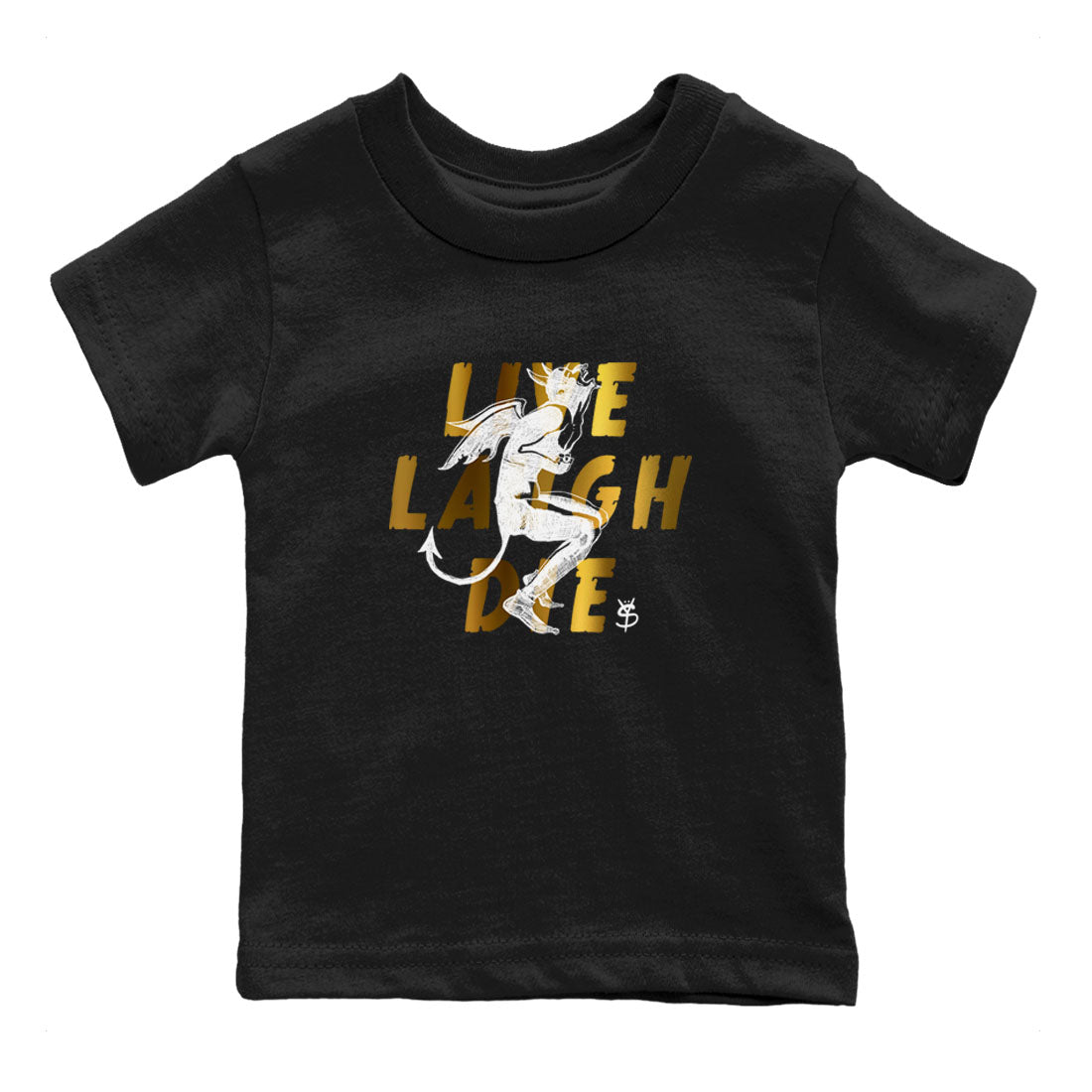 Laughing Devil snkmatch Tees Kids - Air Jordan 1 Black Metallic Gold