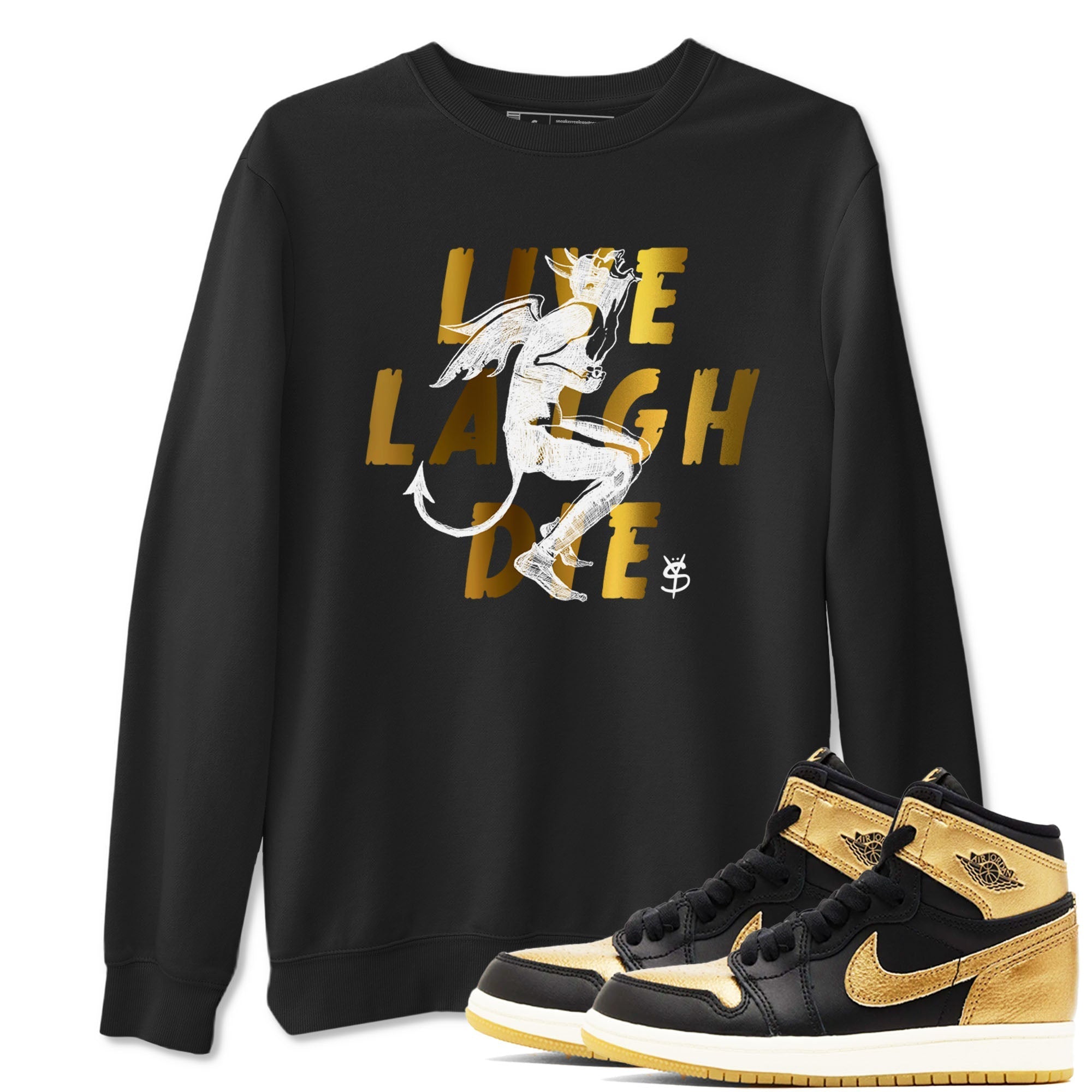 Laughing Devil snkmatch Tees - Air Jordan 1 Black Metallic Gold