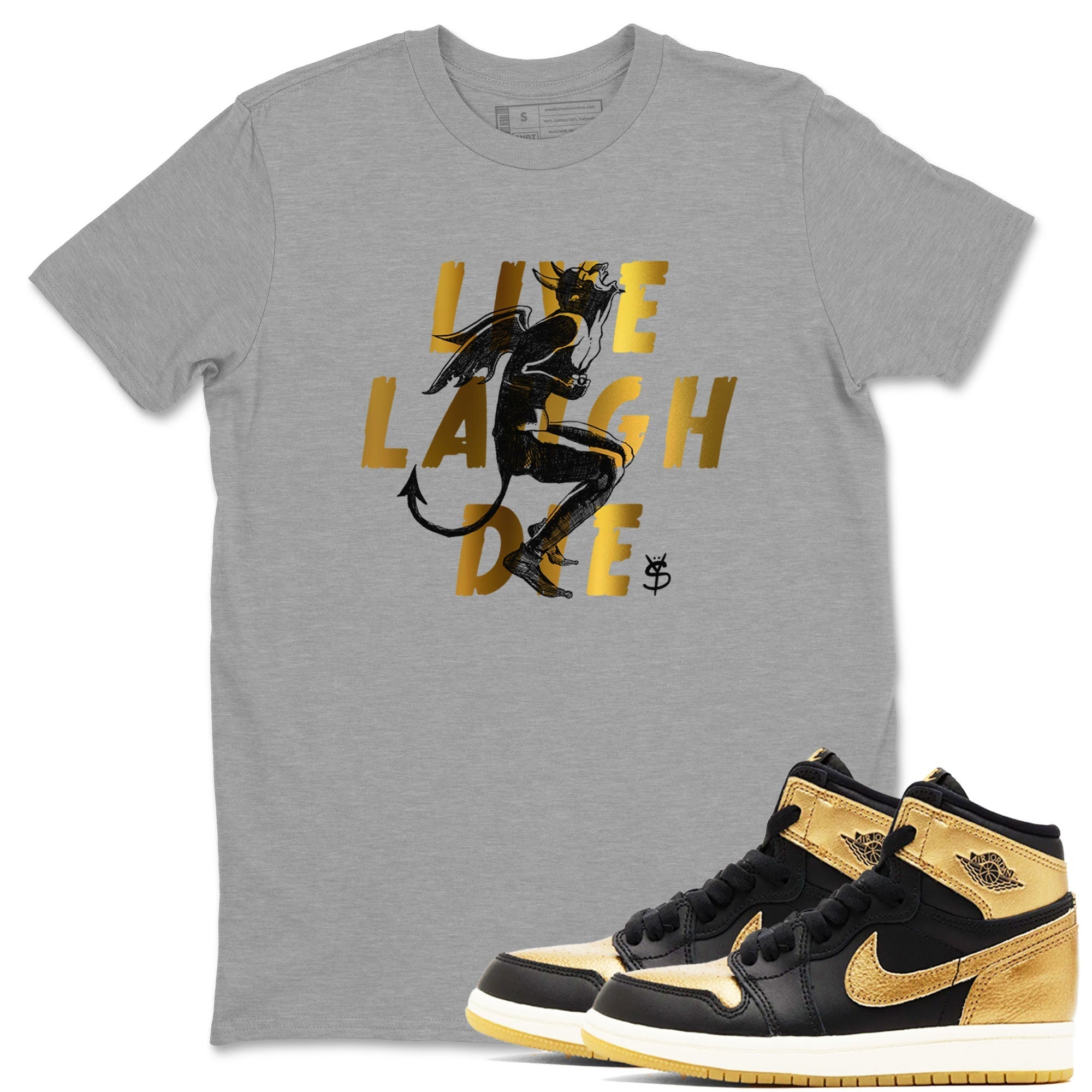 Laughing Devil snkmatch Tees - Air Jordan 1 Black Metallic Gold