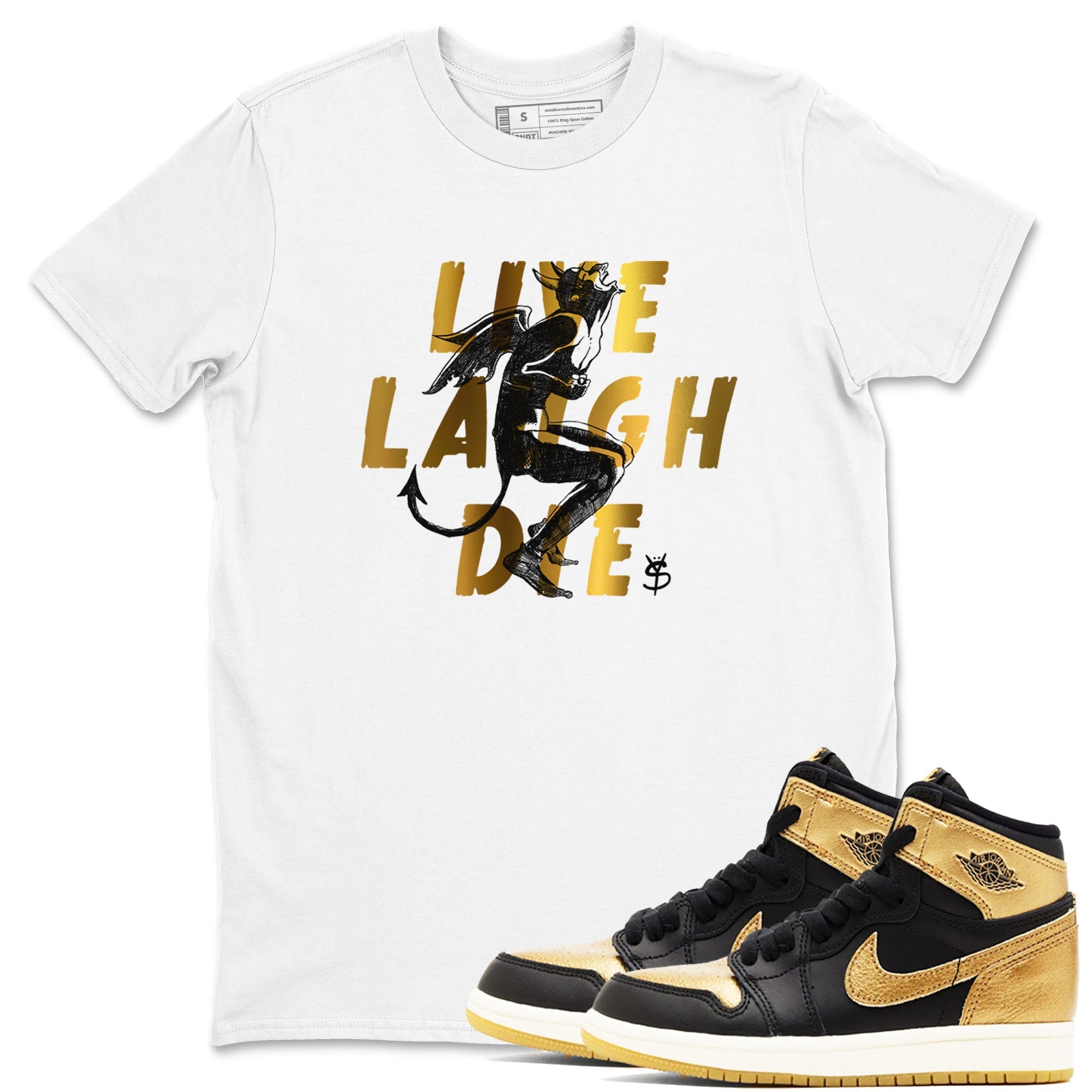 Laughing Devil snkmatch Tees - Air Jordan 1 Black Metallic Gold