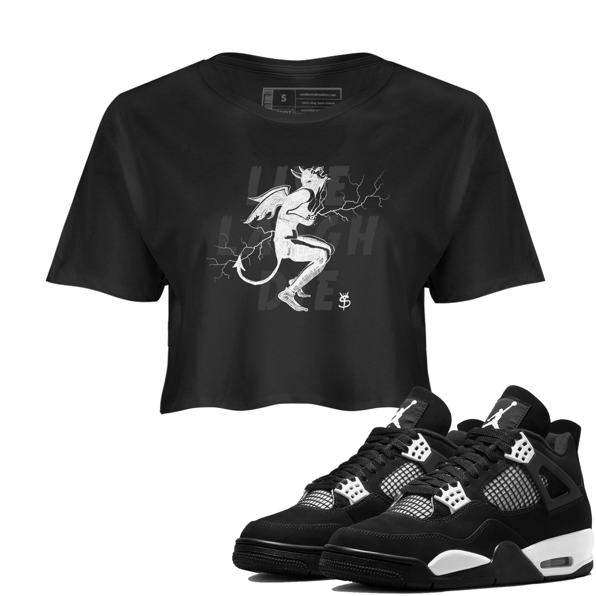 Laughing Devil snkmatch Women's Top - Air Jordan 4 White Thunder