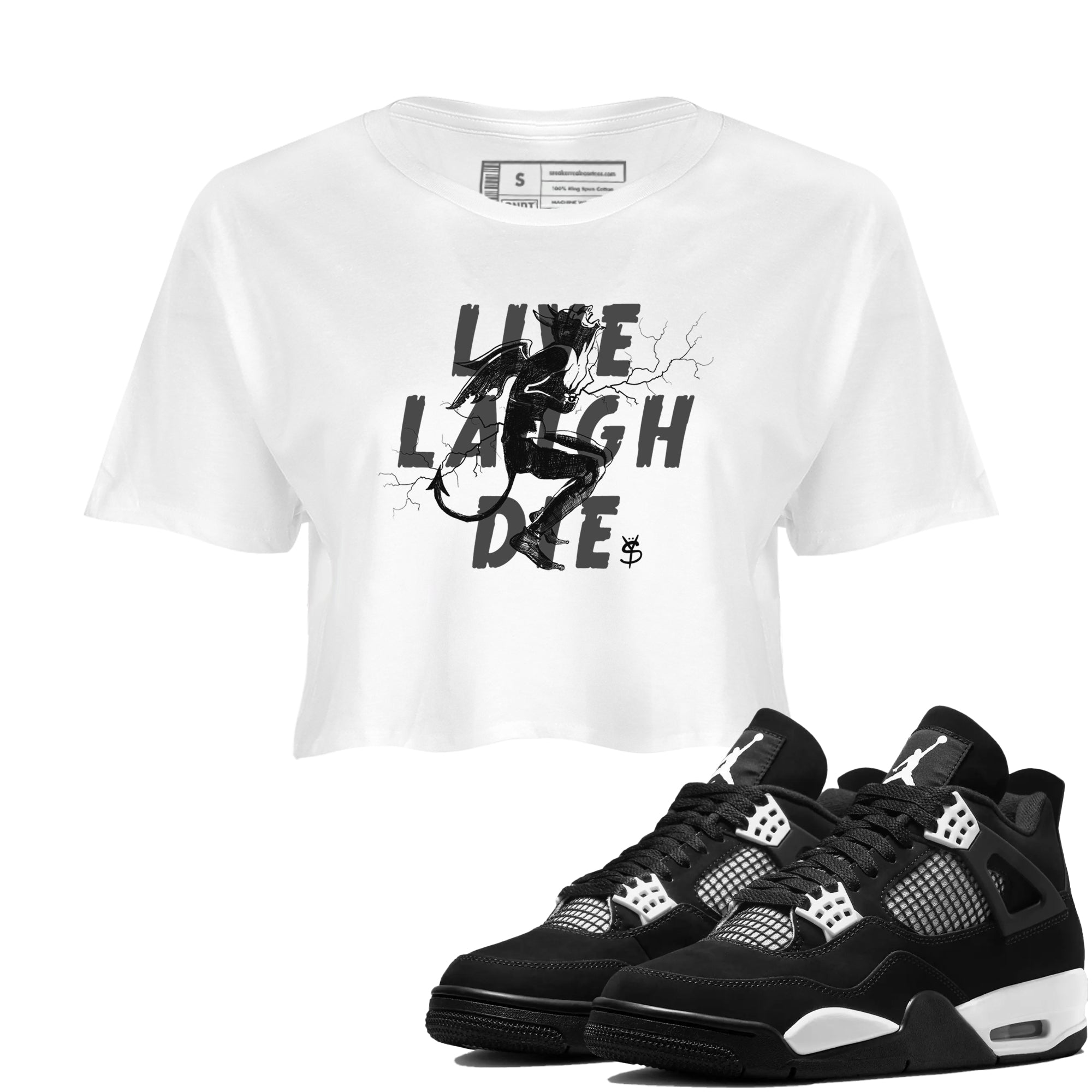 Laughing Devil snkmatch Women's Top - Air Jordan 4 White Thunder