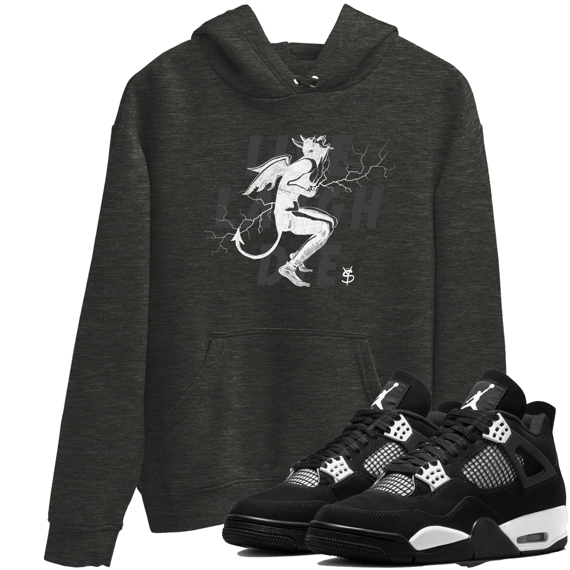 Laughing Devil snkmatch Tees - Air Jordan 4 White Thunder