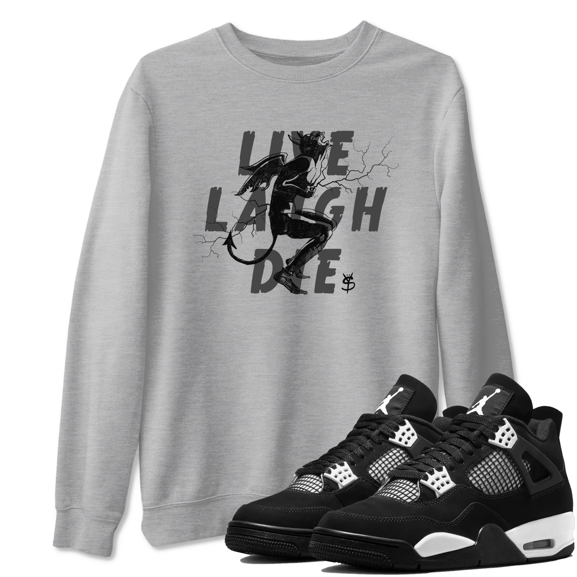 Laughing Devil snkmatch Tees - Air Jordan 4 White Thunder